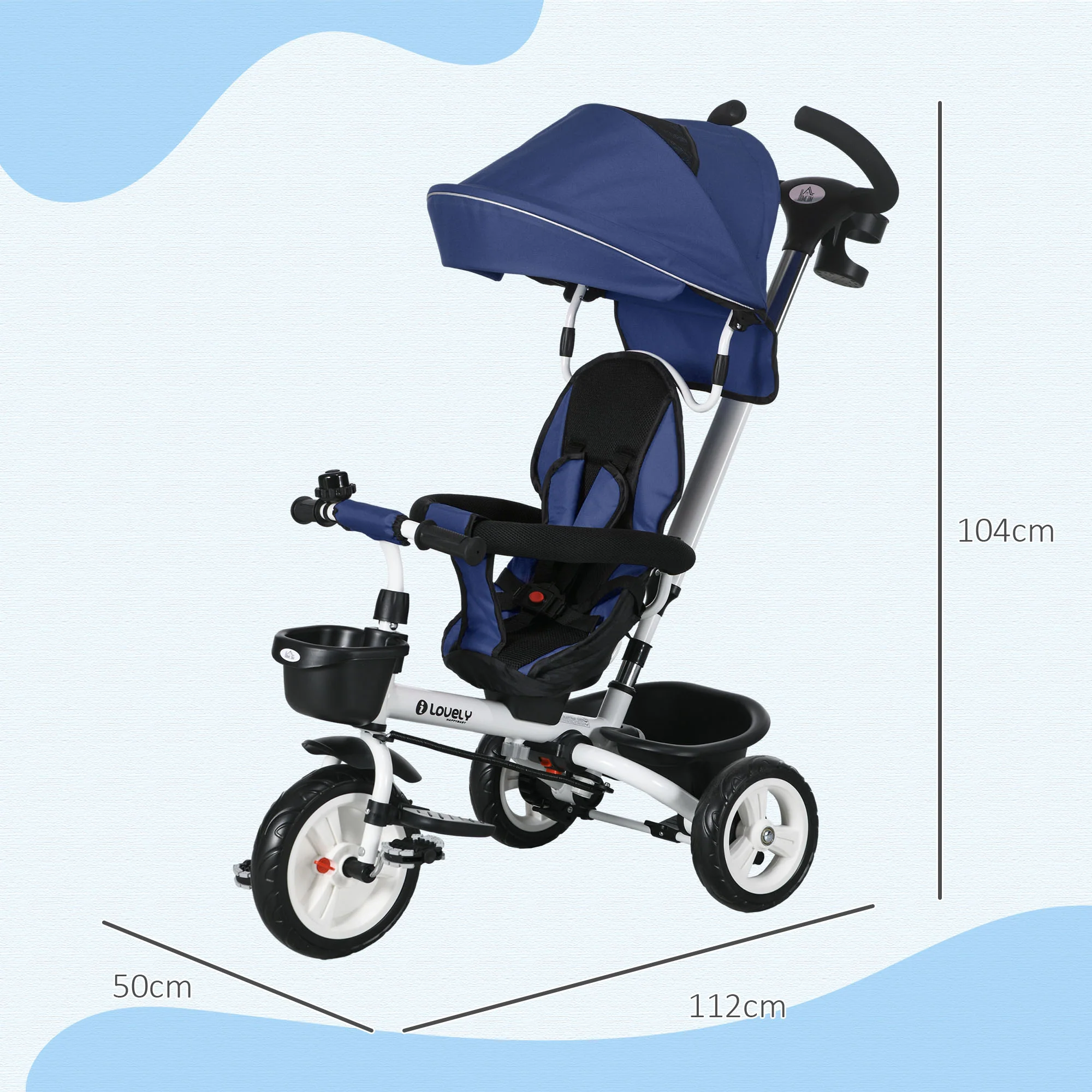 HOMCOM 6 In 1 Trike For Toddler 1-5 Years With Parent Handle - Image 14