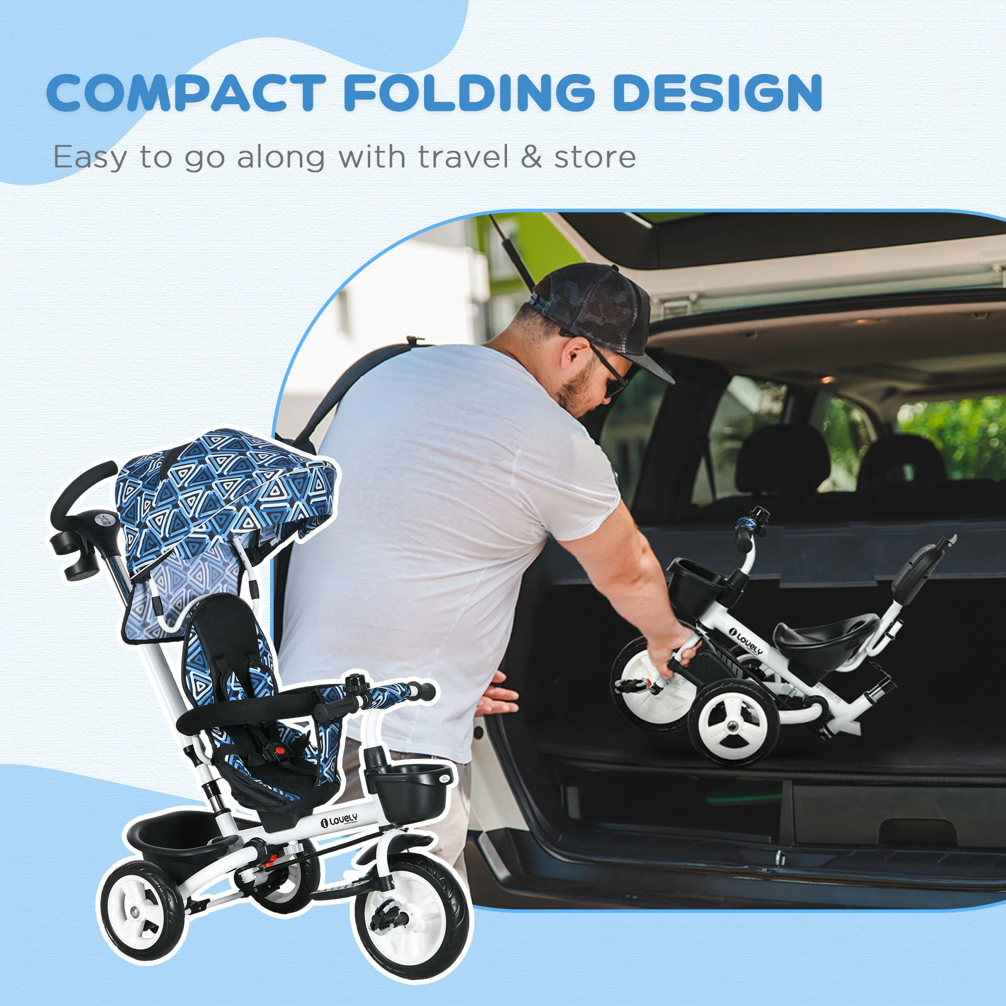 HOMCOM 6 In 1 Trike For Toddler 1-5 Years With Parent Handle - Image 21