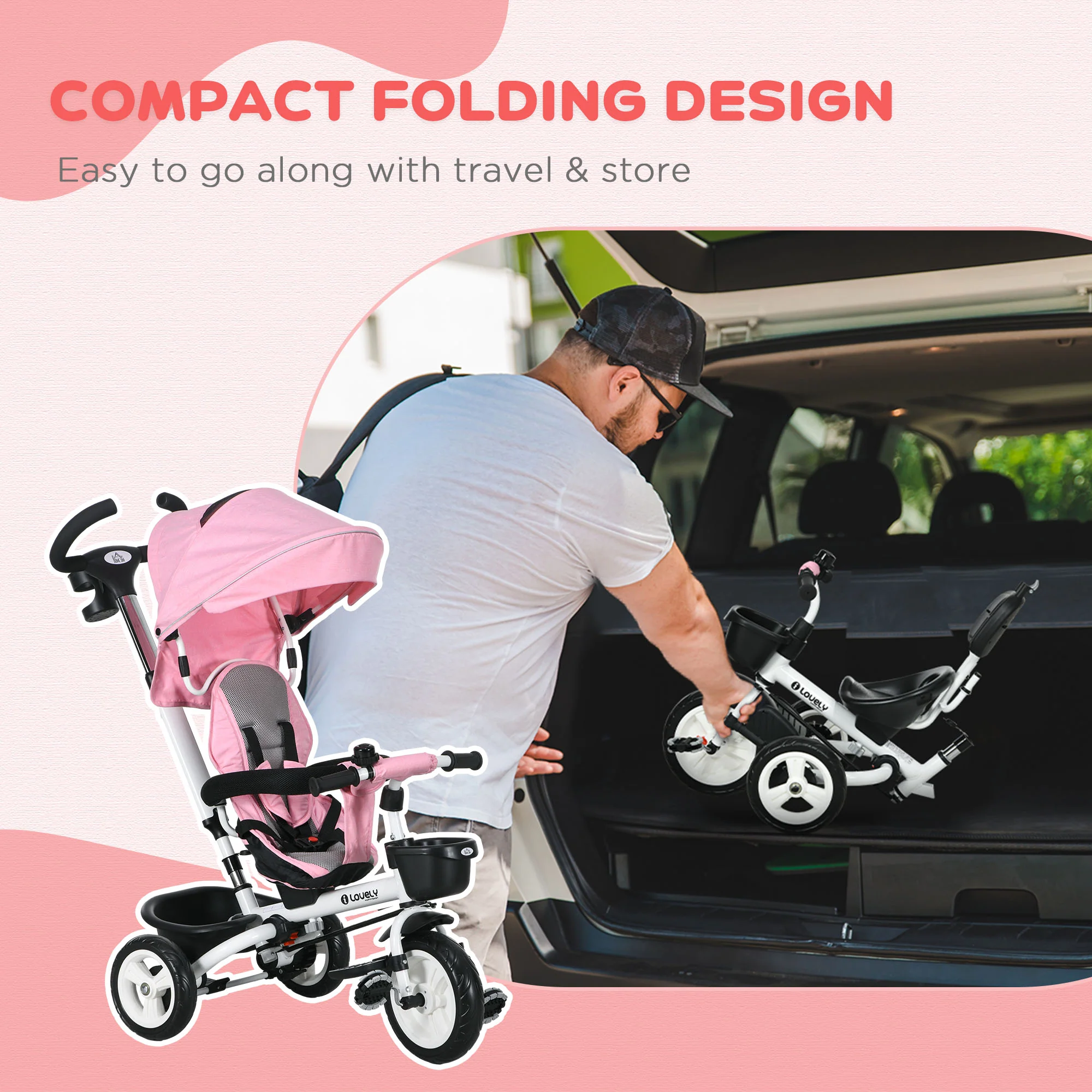 HOMCOM 6 In 1 Trike For Toddler 1-5 Years With Parent Handle - Image 28