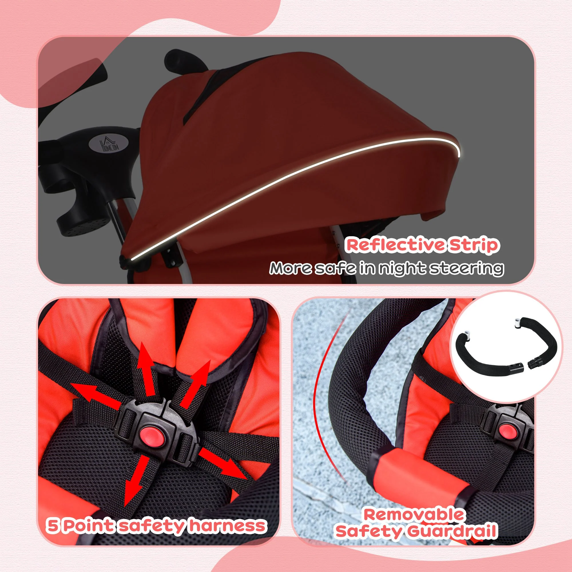 HOMCOM 6 In 1 Trike For Toddler 1-5 Years With Parent Handle - Image 8