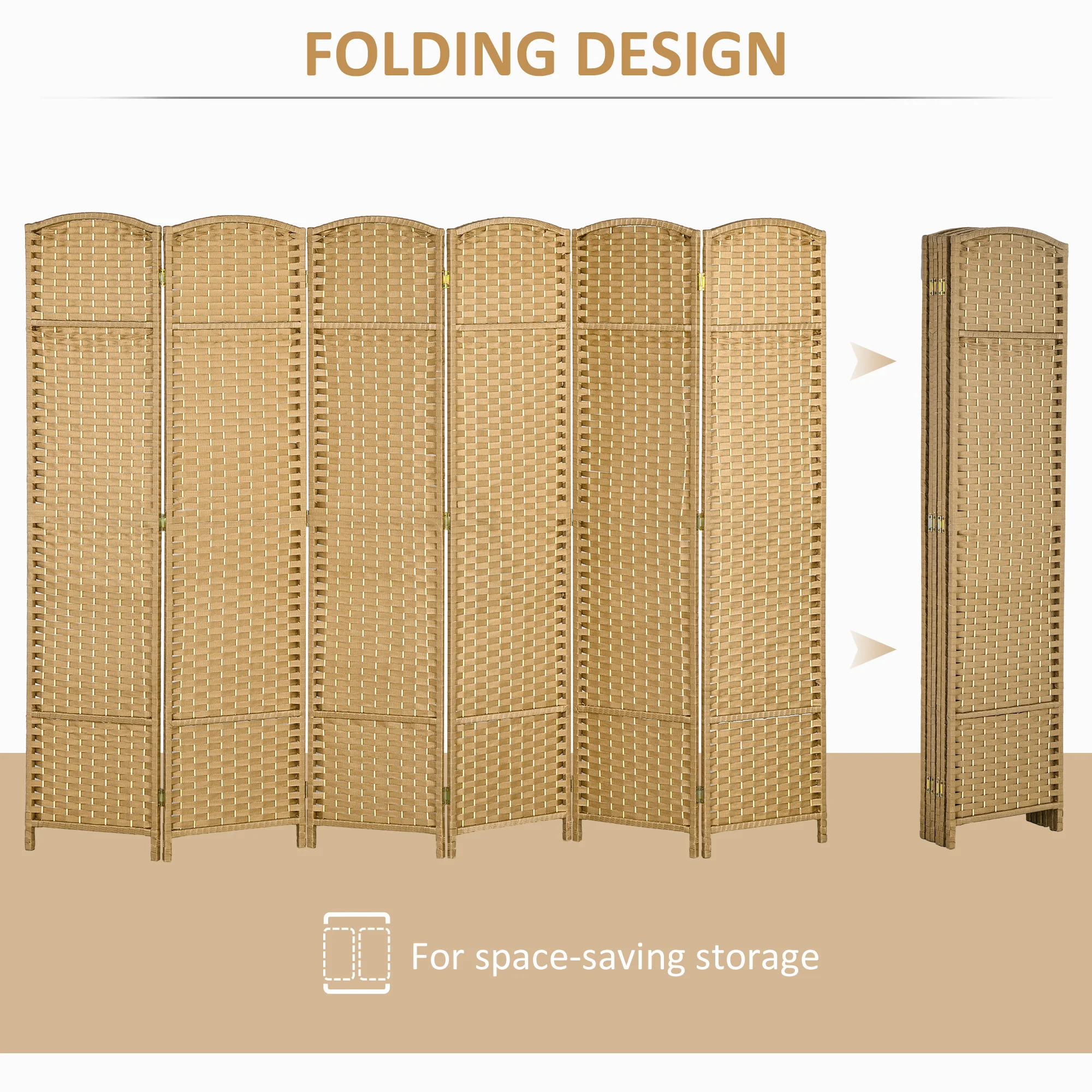 HOMCOM 6 Panel Folding Room Divider, Privacy Screen, 240 X 170cm - Image 4