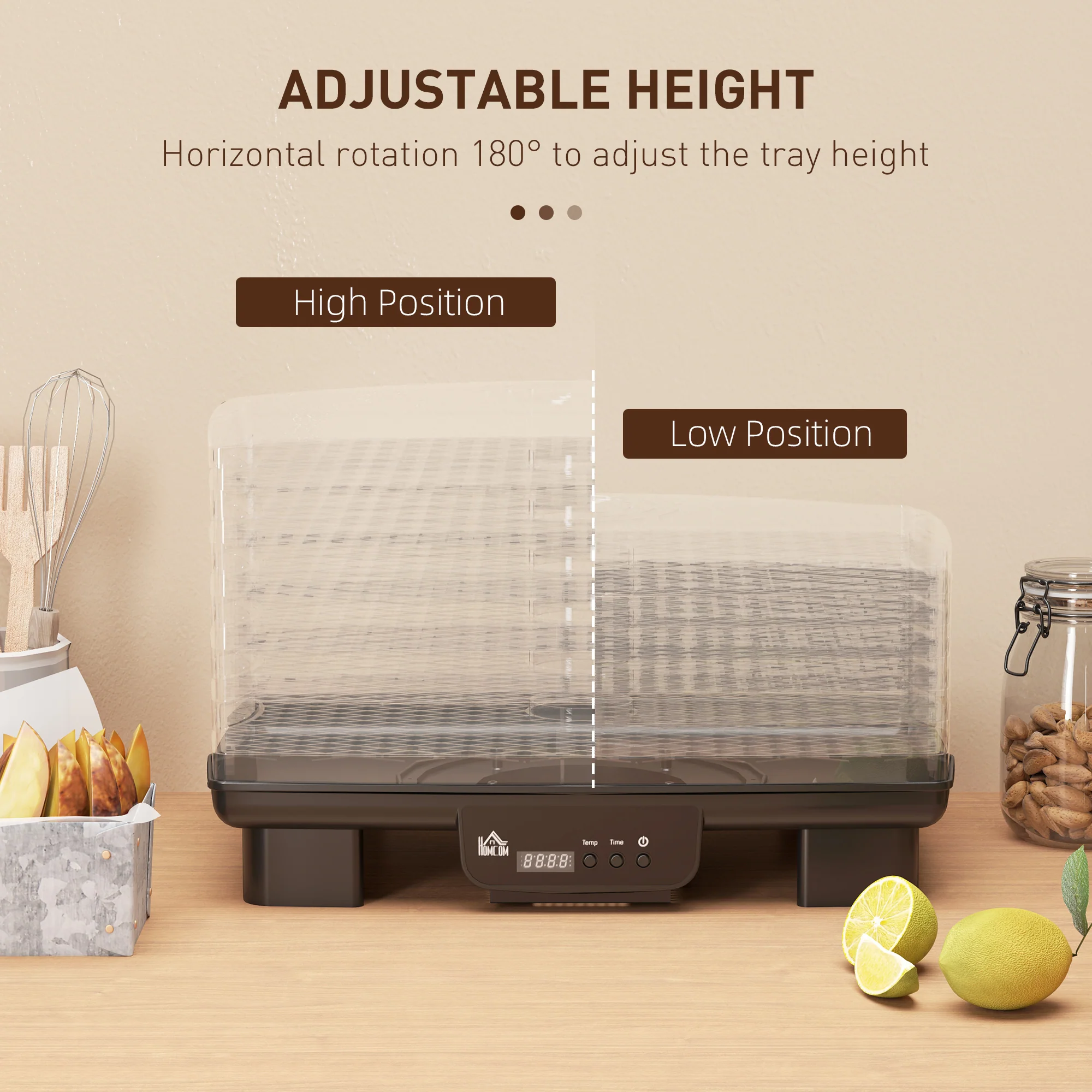 HOMCOM 6 Tray Food Dehydrator, Food Dryer Machine For Fruit Meat Vegetable - Image 3
