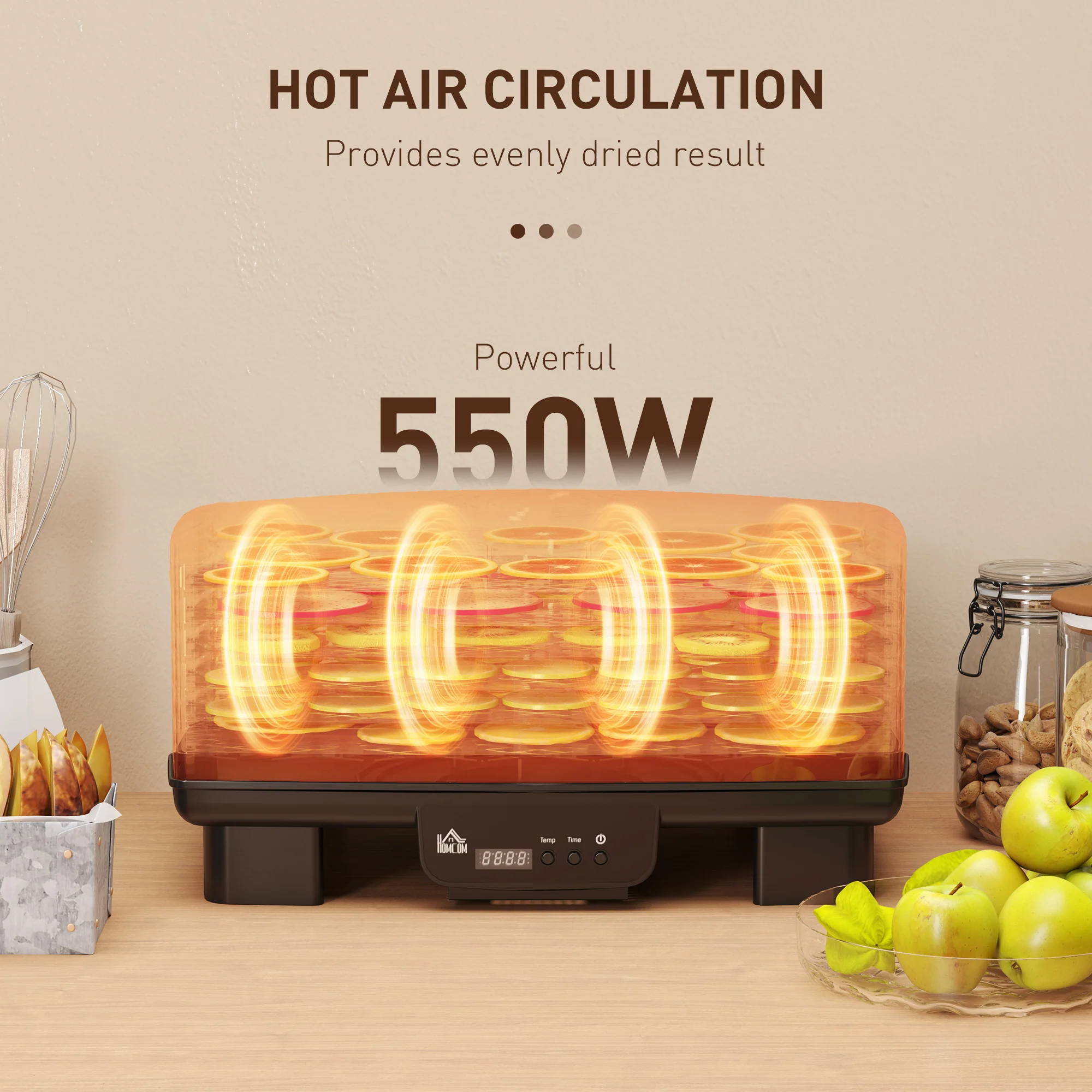 HOMCOM 6 Tray Food Dehydrator, Food Dryer Machine For Fruit Meat Vegetable - Image 4