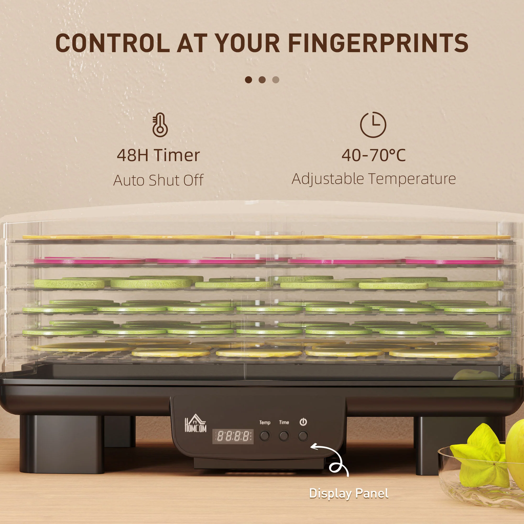 HOMCOM 6 Tray Food Dehydrator, Food Dryer Machine For Fruit Meat Vegetable - Image 7