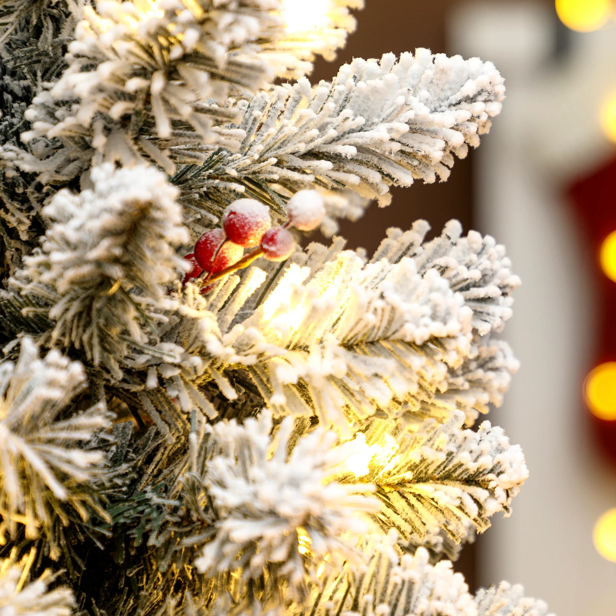 HOMCOM 60 cm Prelit Small Christmas Tree, Snow Flocked Tabletop Xmas Tree - Image 8