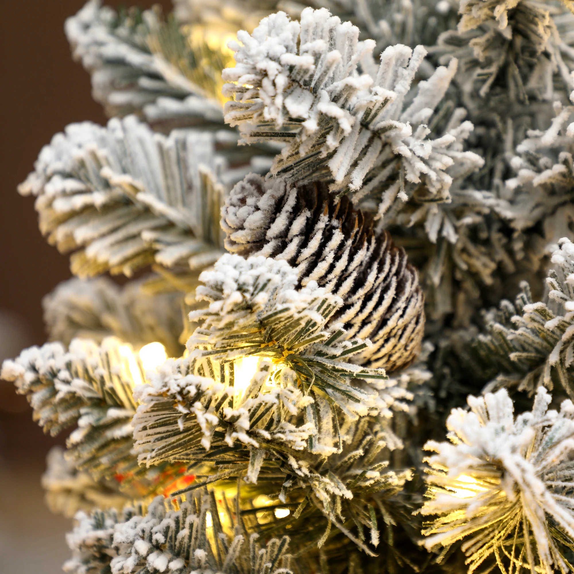 HOMCOM 60 cm Prelit Small Christmas Tree, Snow Flocked Tabletop Xmas Tree - Image 9