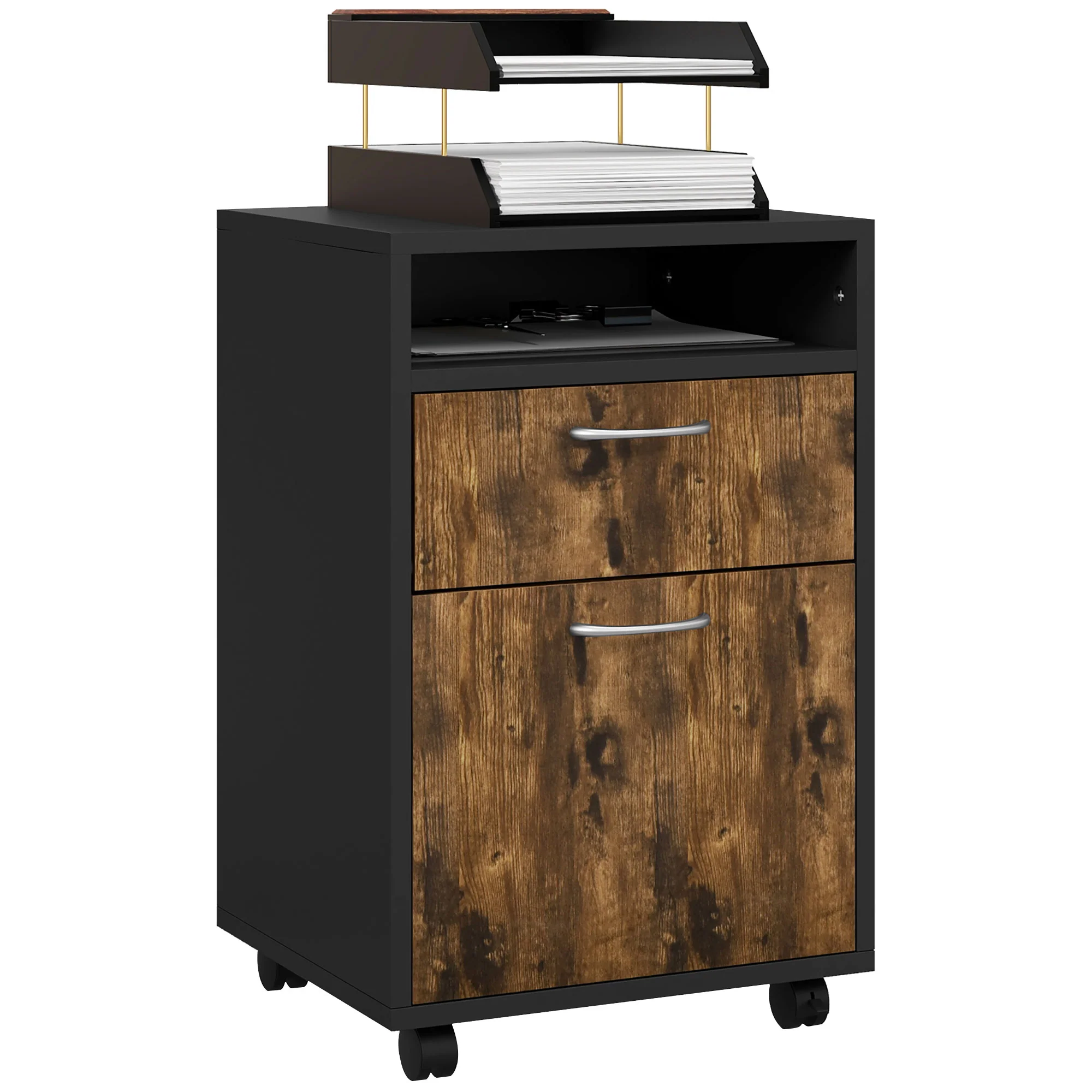 HOMCOM 60cm Filing Cabinet with Drawers and Open Shelf - Image 10