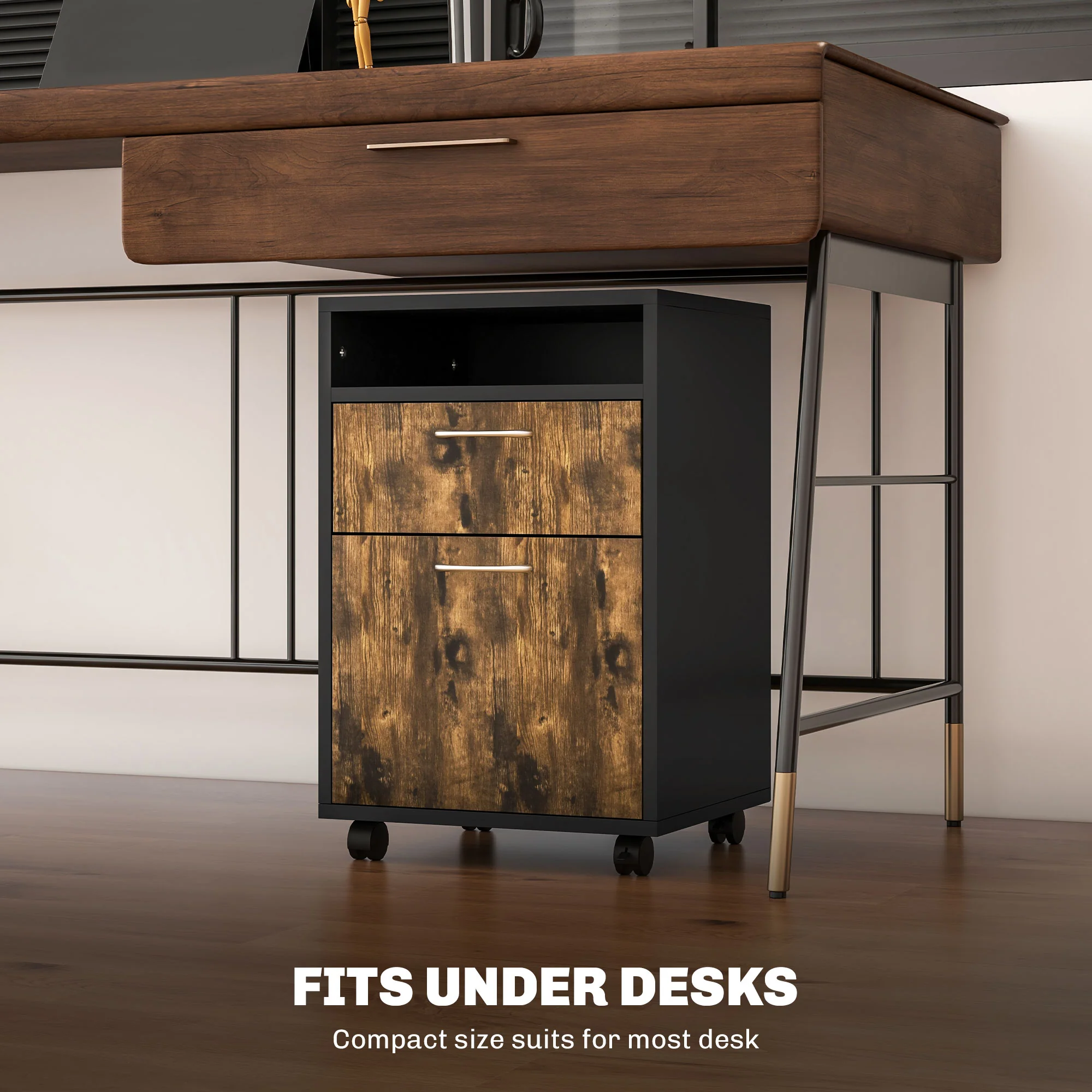 HOMCOM 60cm Filing Cabinet with Drawers and Open Shelf - Image 13