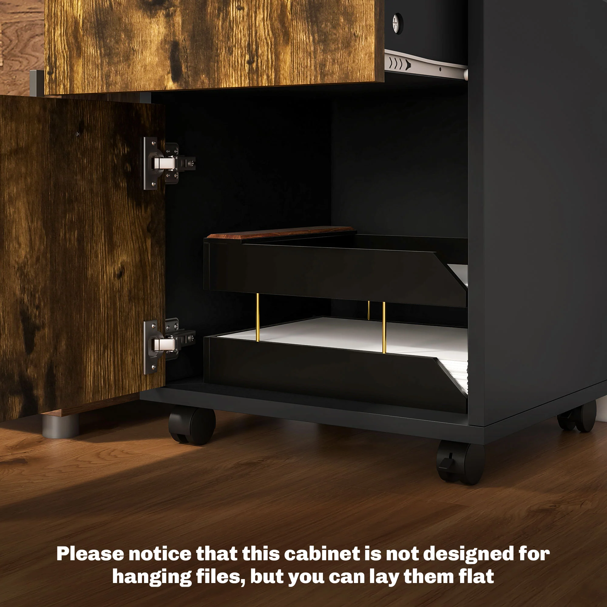 HOMCOM 60cm Filing Cabinet with Drawers and Open Shelf - Image 16