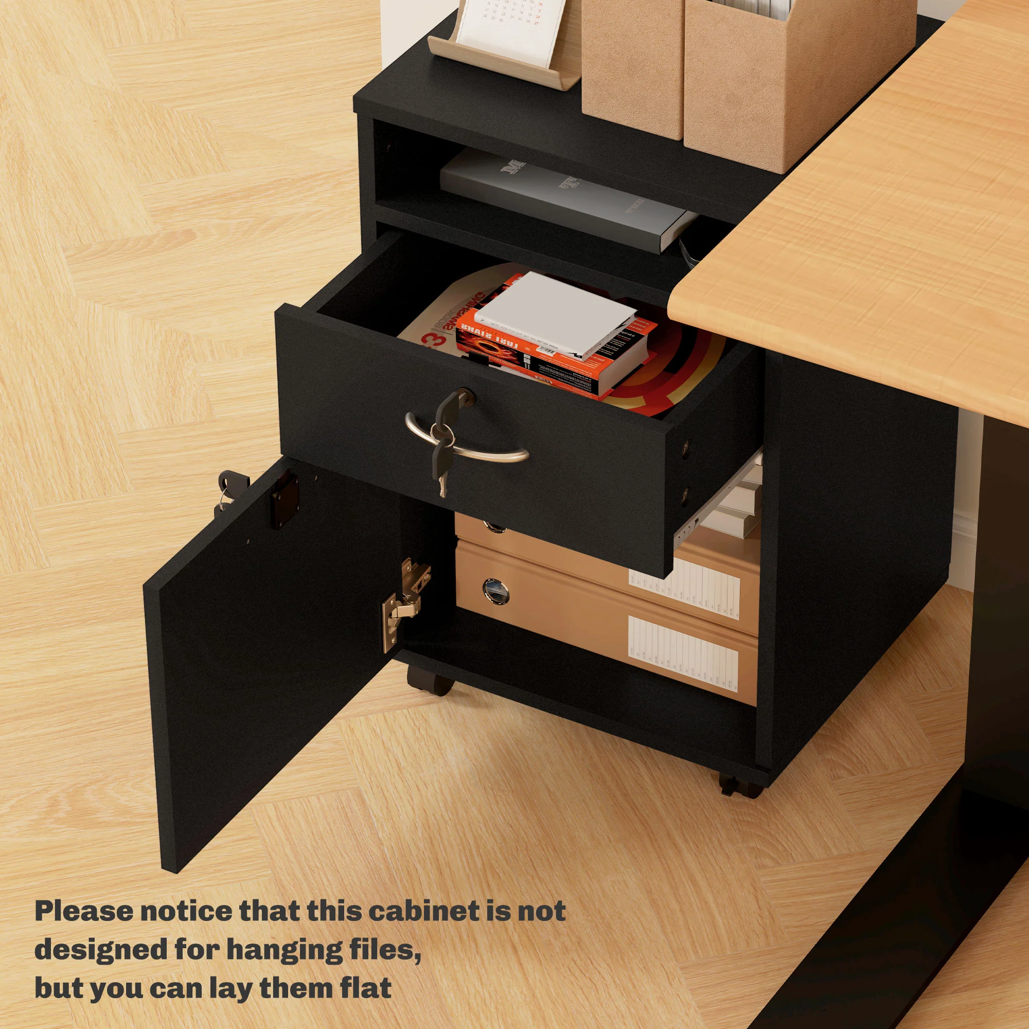 HOMCOM 60cm Filing Cabinet with Drawers and Open Shelf - Image 26