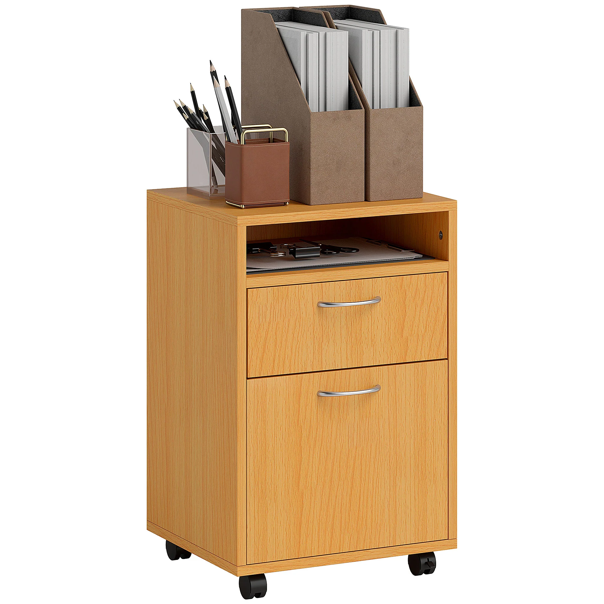 HOMCOM 60cm Filing Cabinet with Drawers and Open Shelf - Image 28