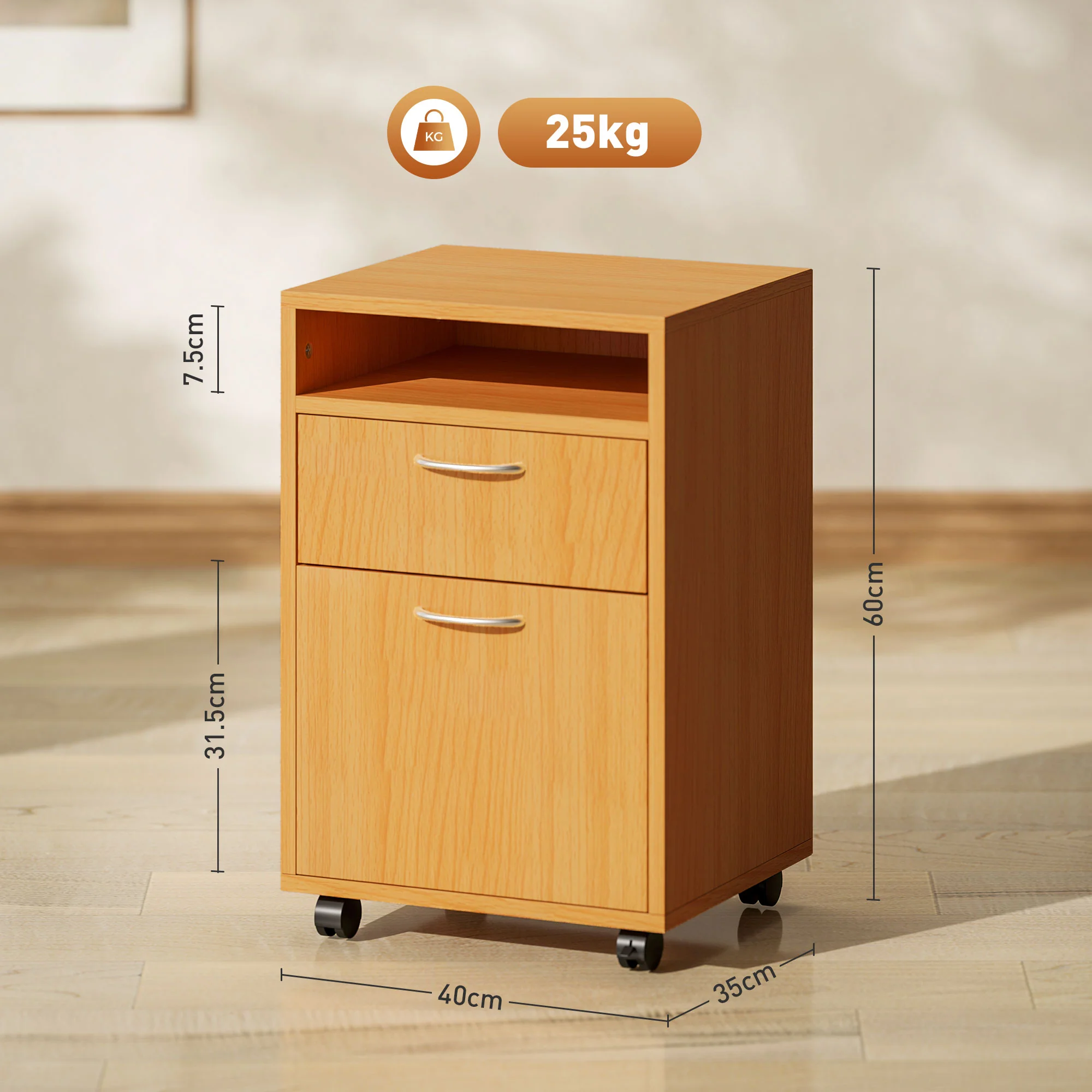 HOMCOM 60cm Filing Cabinet with Drawers and Open Shelf - Image 32