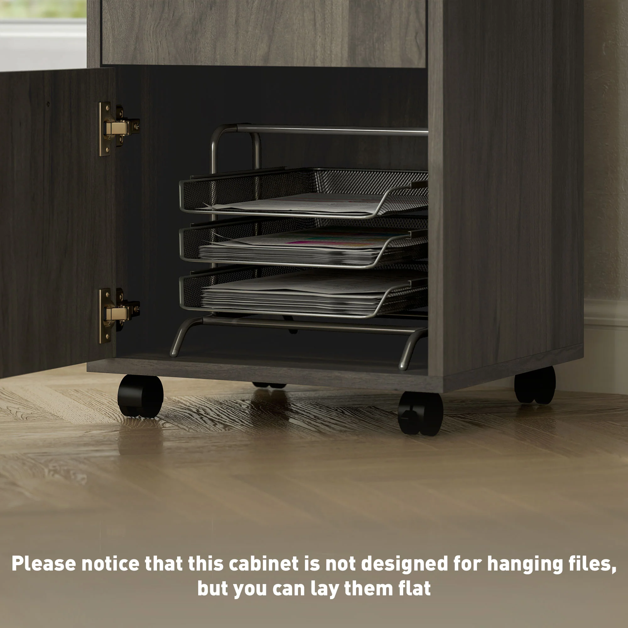 HOMCOM 60cm Filing Cabinet with Drawers and Open Shelf - Image 7
