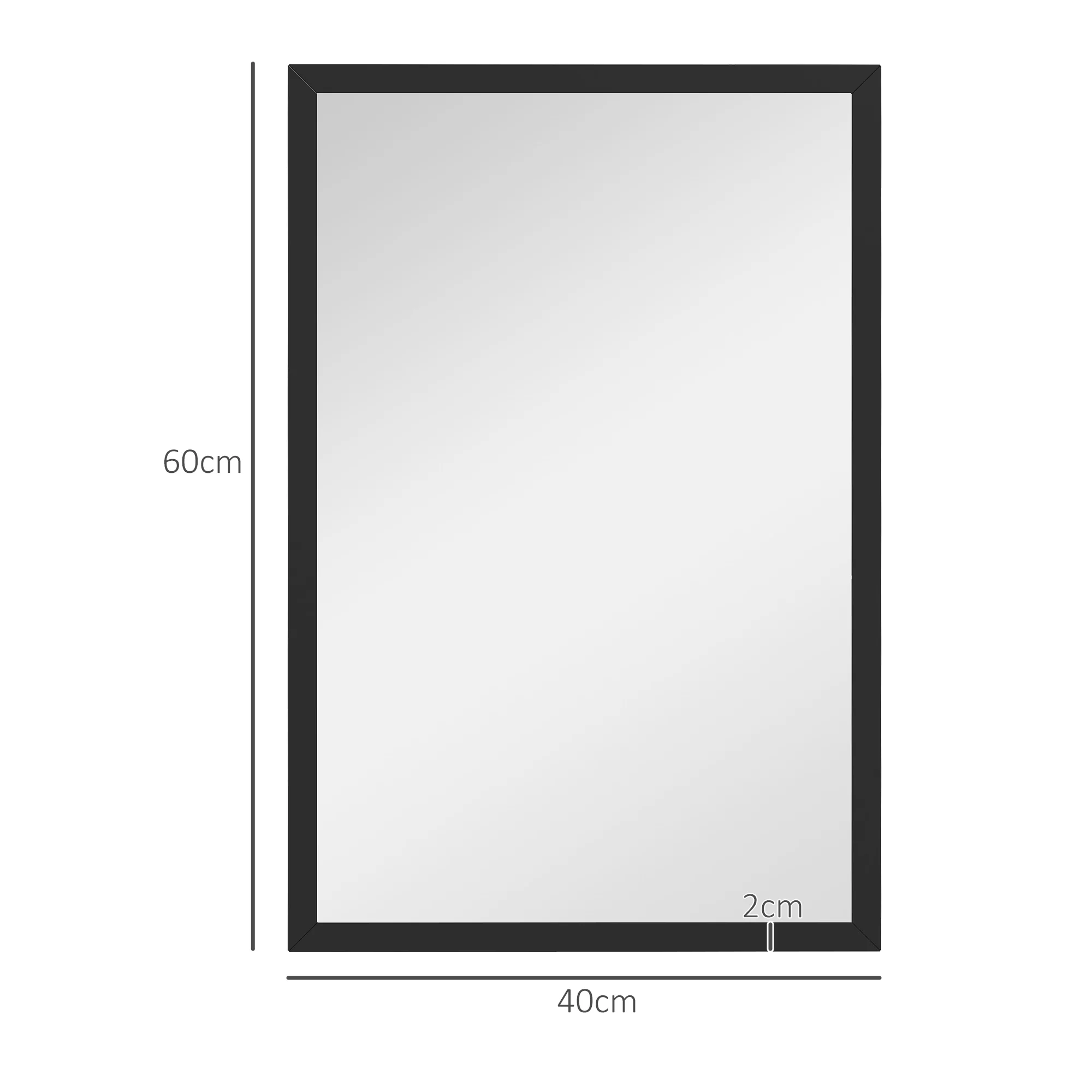 HOMCOM 60x40cm Wall Bathroom Mirror For Home Decor, Vanity Mirror, Black - Image 5