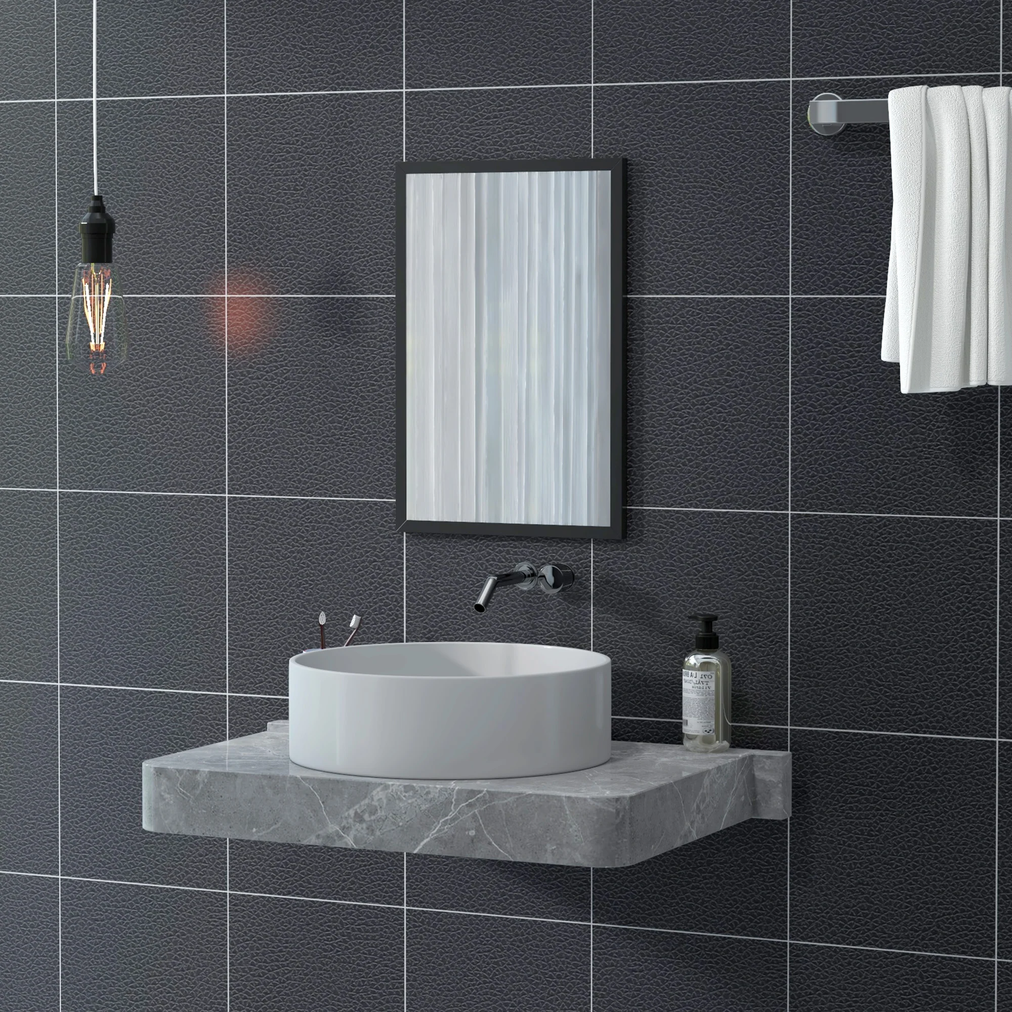 HOMCOM 60x40cm Wall Bathroom Mirror For Home Decor, Vanity Mirror, Black - Image 7