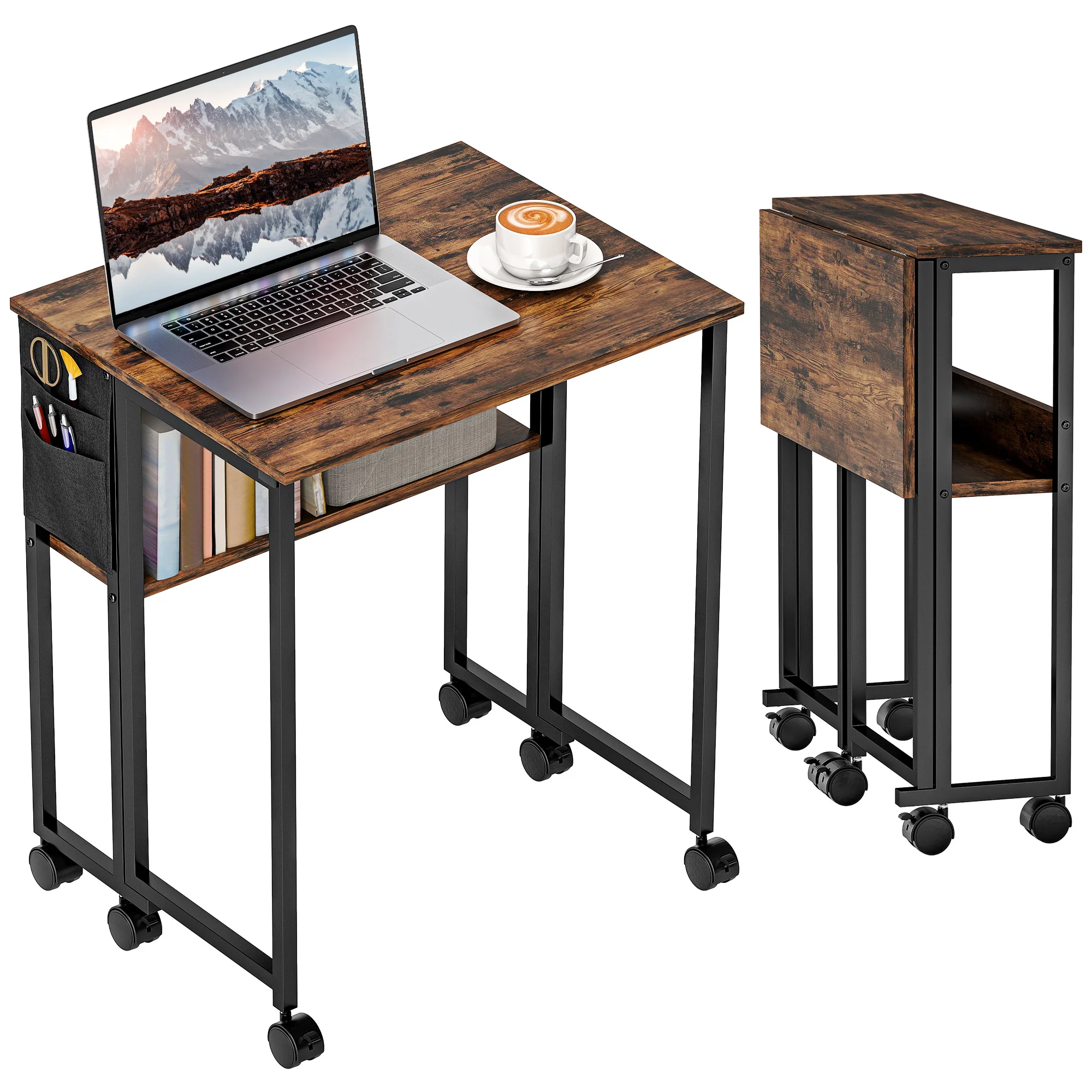 HOMCOM 63 Cm Foldable Computer Desk On Wheels For Small Spaces - Image 10