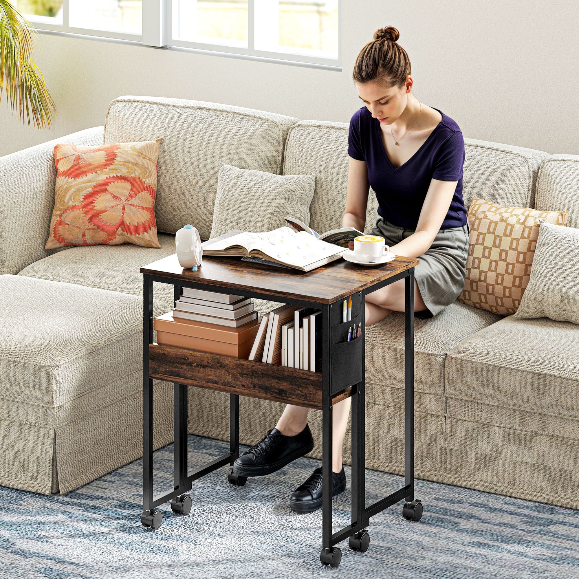 HOMCOM 63 Cm Foldable Computer Desk On Wheels For Small Spaces - Image 11