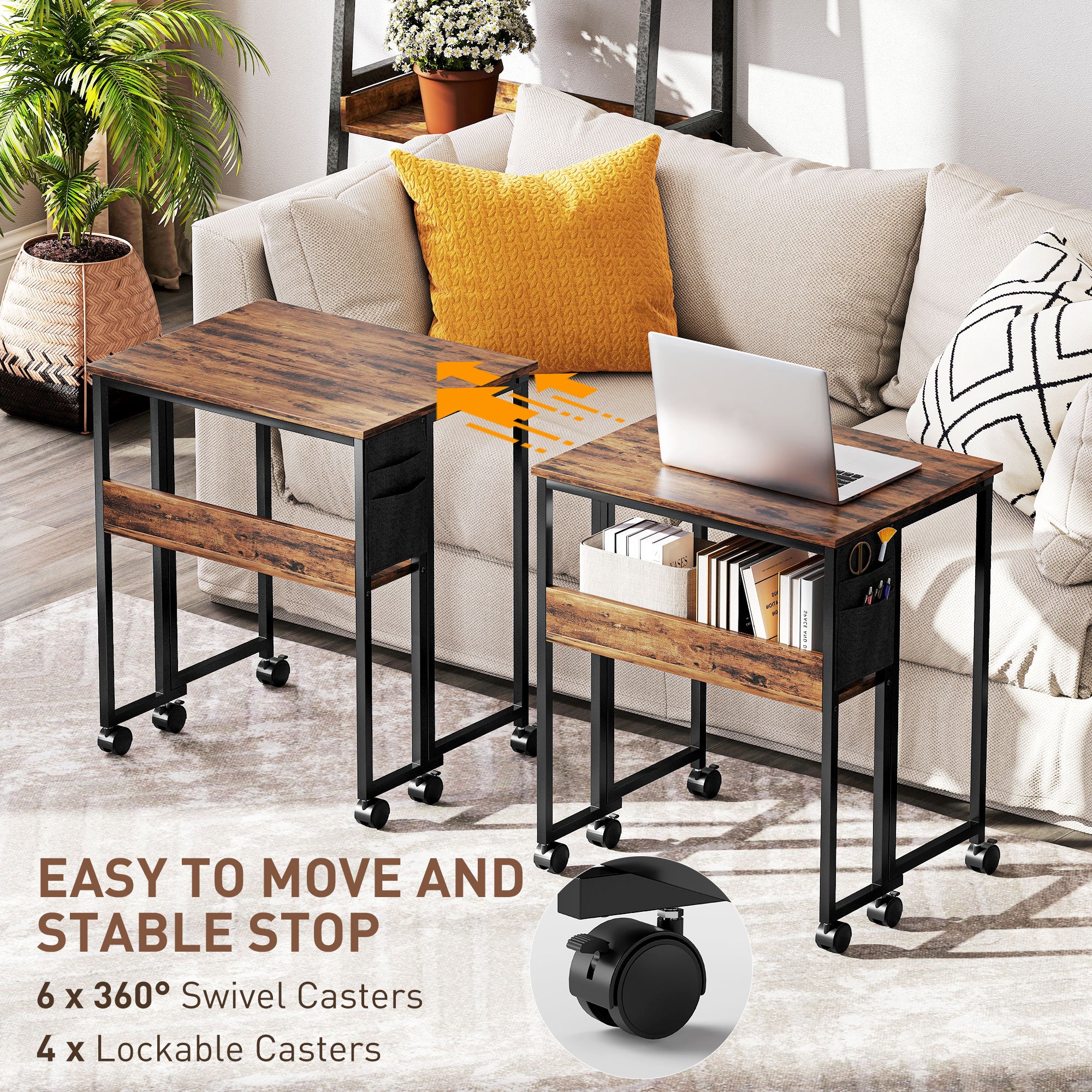HOMCOM 63 Cm Foldable Computer Desk On Wheels For Small Spaces - Image 15