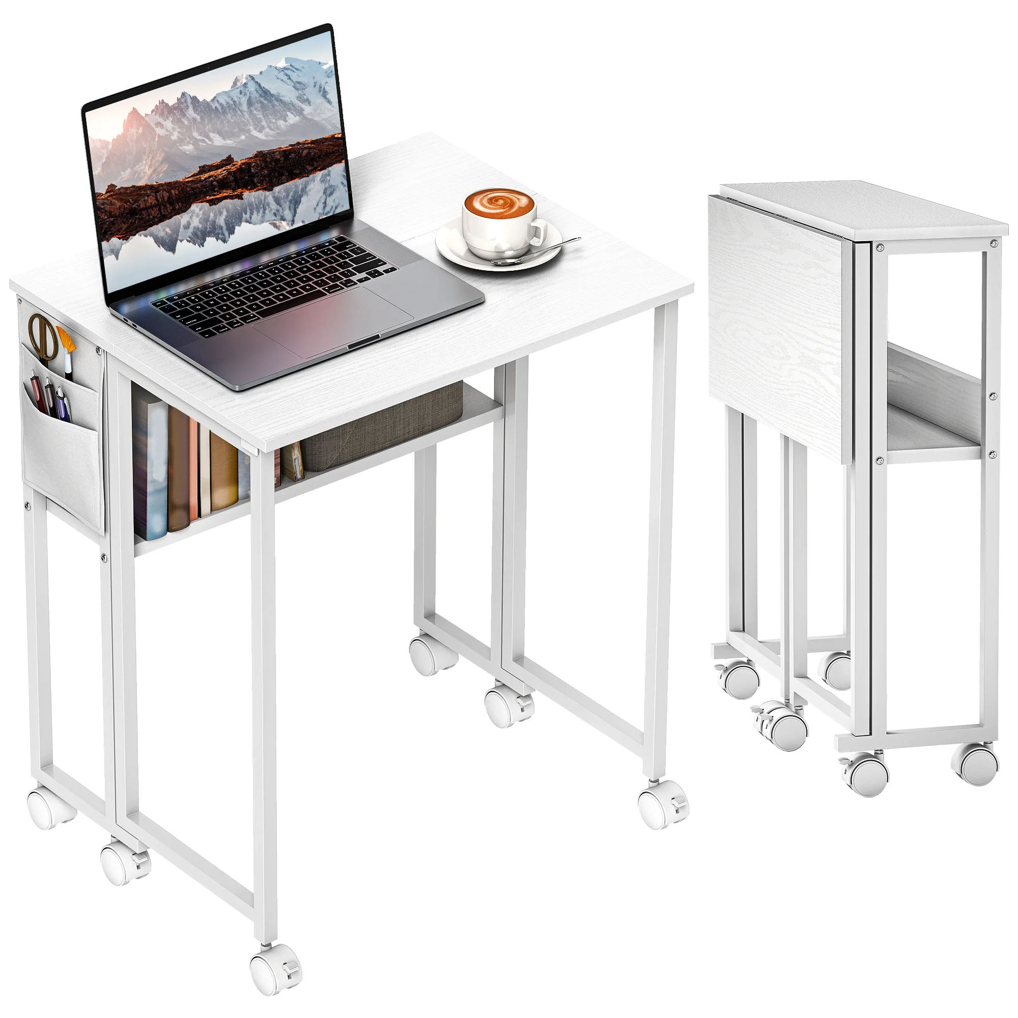 HOMCOM 63 Cm Foldable Computer Desk On Wheels For Small Spaces - Image 19