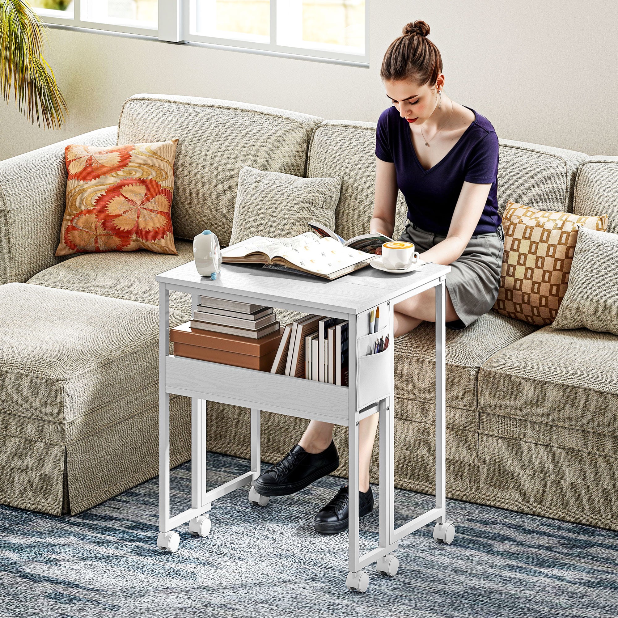 HOMCOM 63 Cm Foldable Computer Desk On Wheels For Small Spaces - Image 20