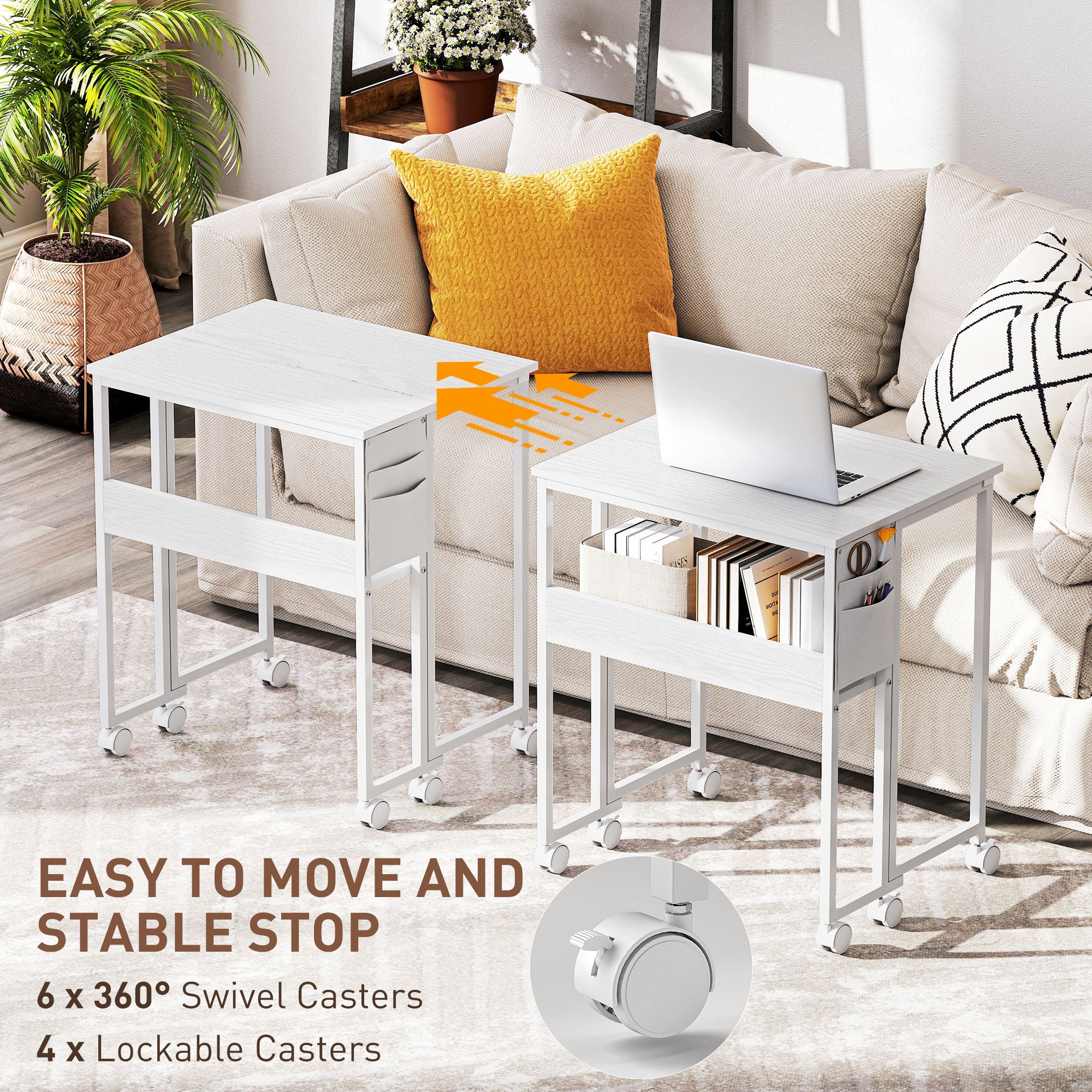 HOMCOM 63 Cm Foldable Computer Desk On Wheels For Small Spaces - Image 24