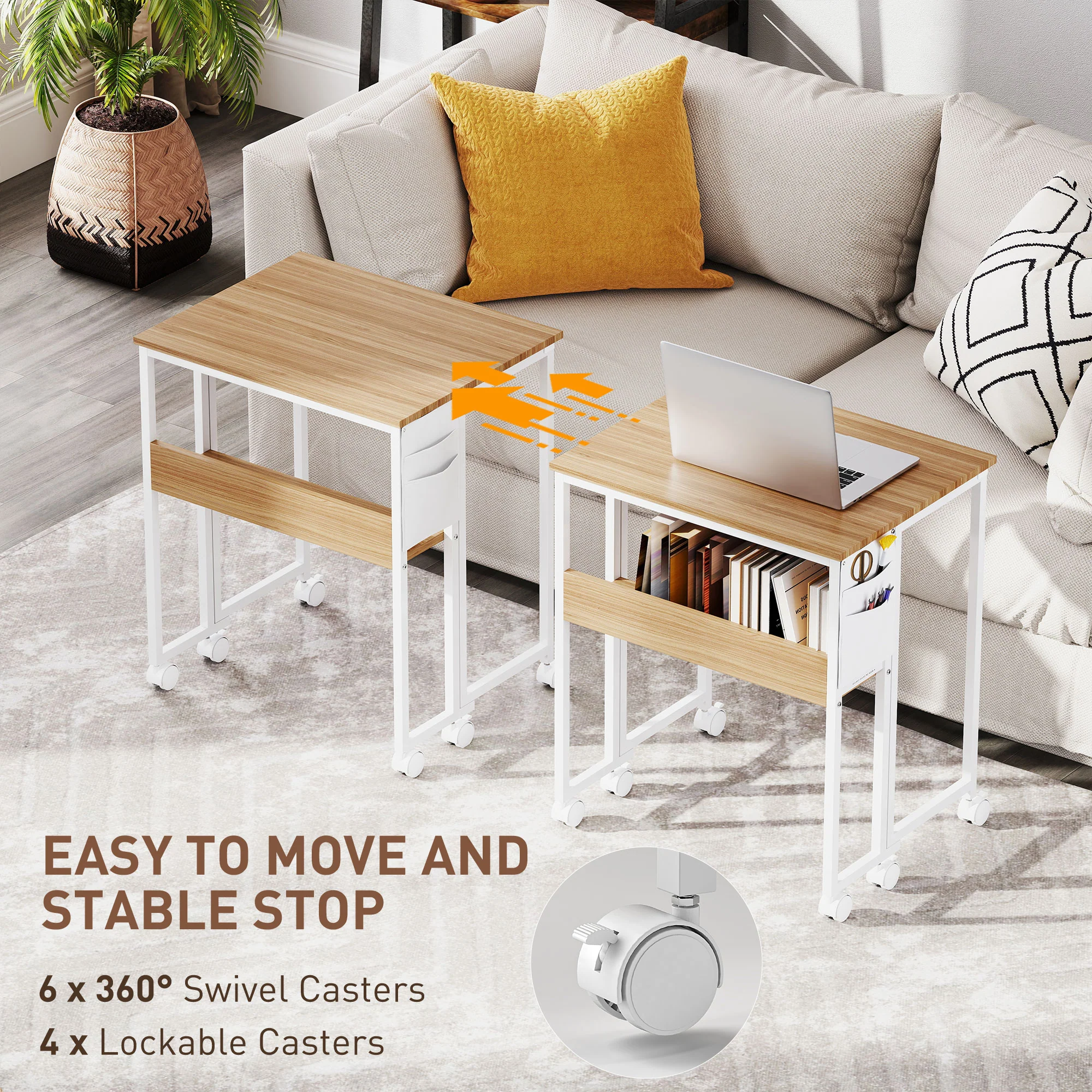 HOMCOM 63 Cm Foldable Computer Desk On Wheels For Small Spaces - Image 6