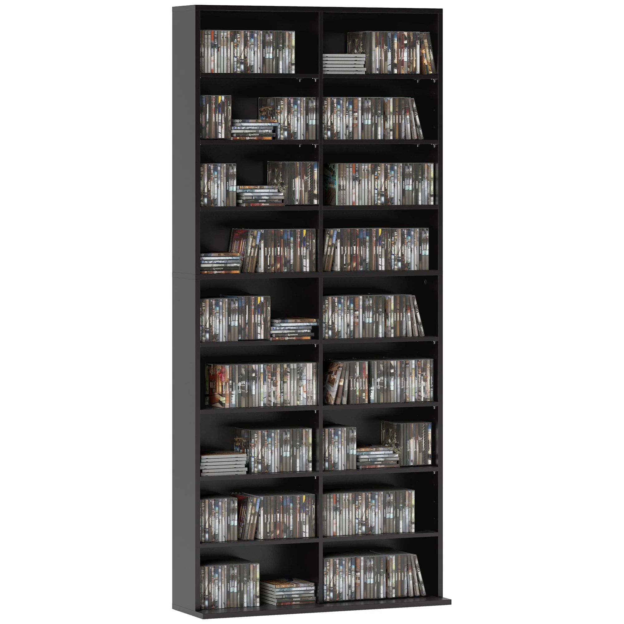 HOMCOM 640 CD Storage Unit 360 DVD Storage Tower W/ 18 Compartments