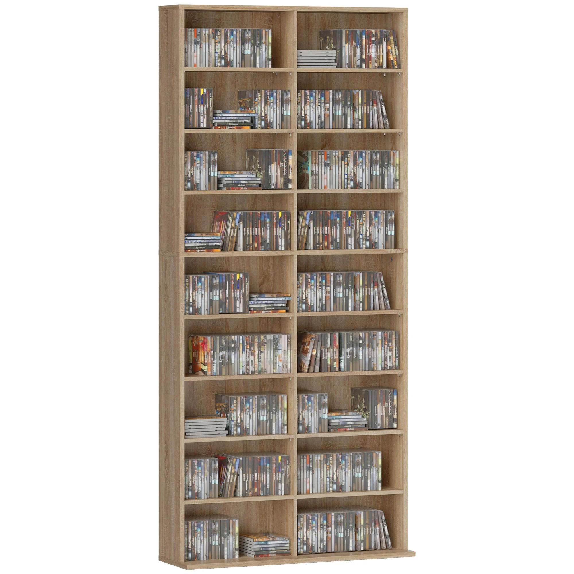 HOMCOM 640 CD Storage Unit 360 DVD Storage Tower W/ 18 Compartments - Image 10