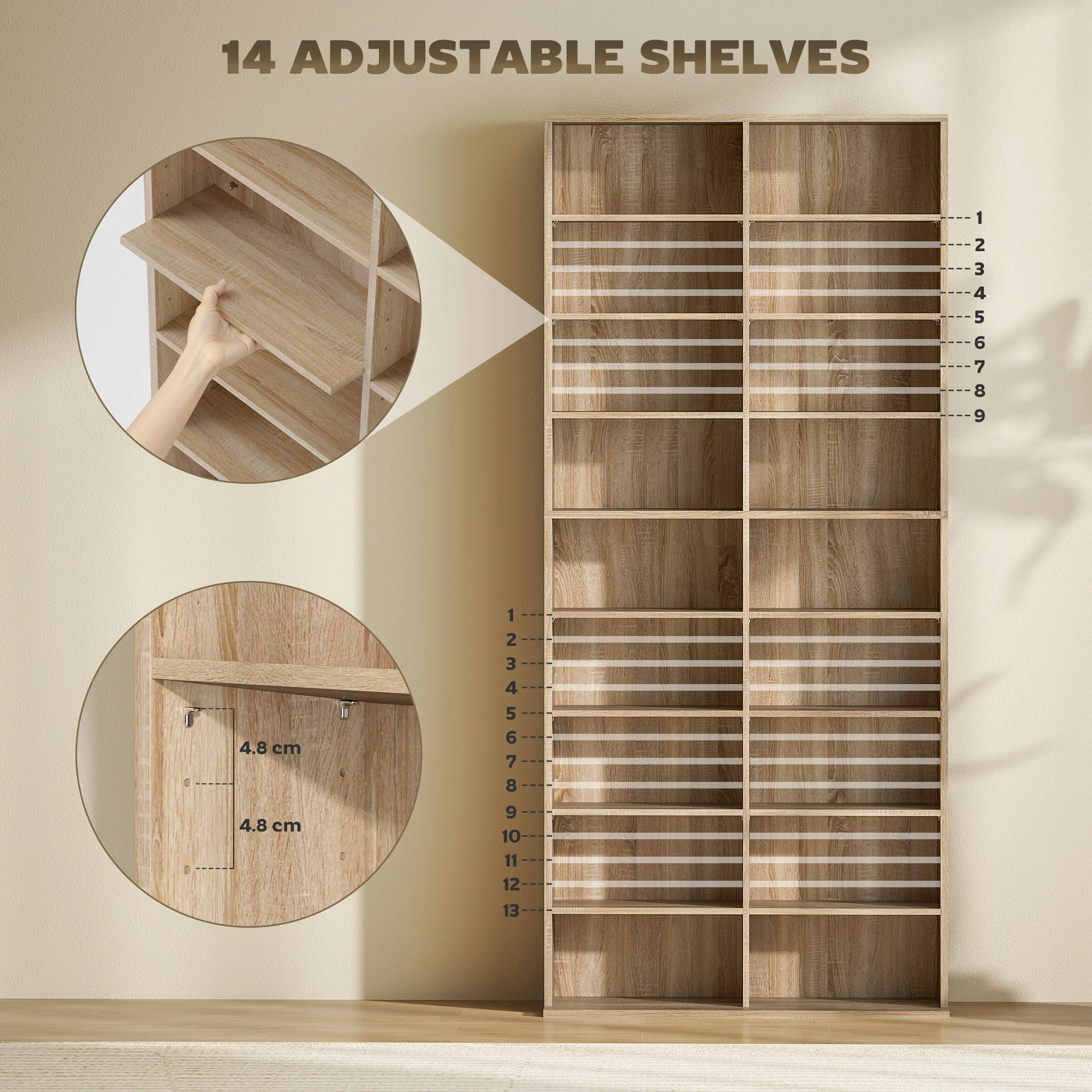 HOMCOM 640 CD Storage Unit 360 DVD Storage Tower W/ 18 Compartments - Image 13