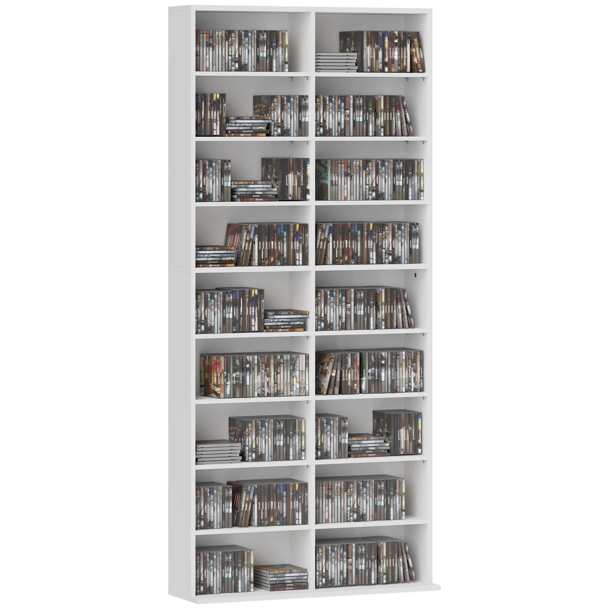 HOMCOM 640 CD Storage Unit 360 DVD Storage Tower W/ 18 Compartments - Image 19