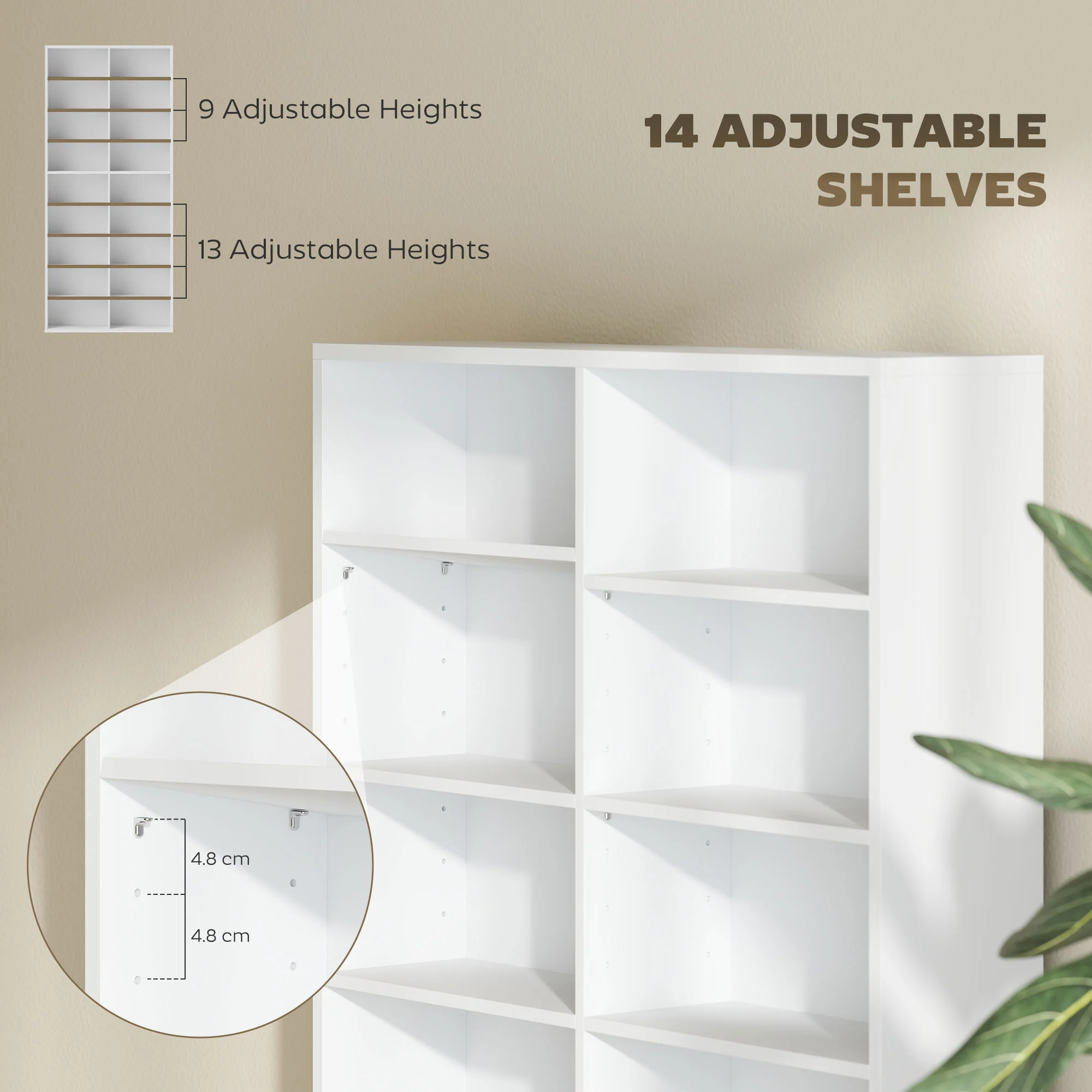 HOMCOM 640 CD Storage Unit 360 DVD Storage Tower W/ 18 Compartments - Image 22