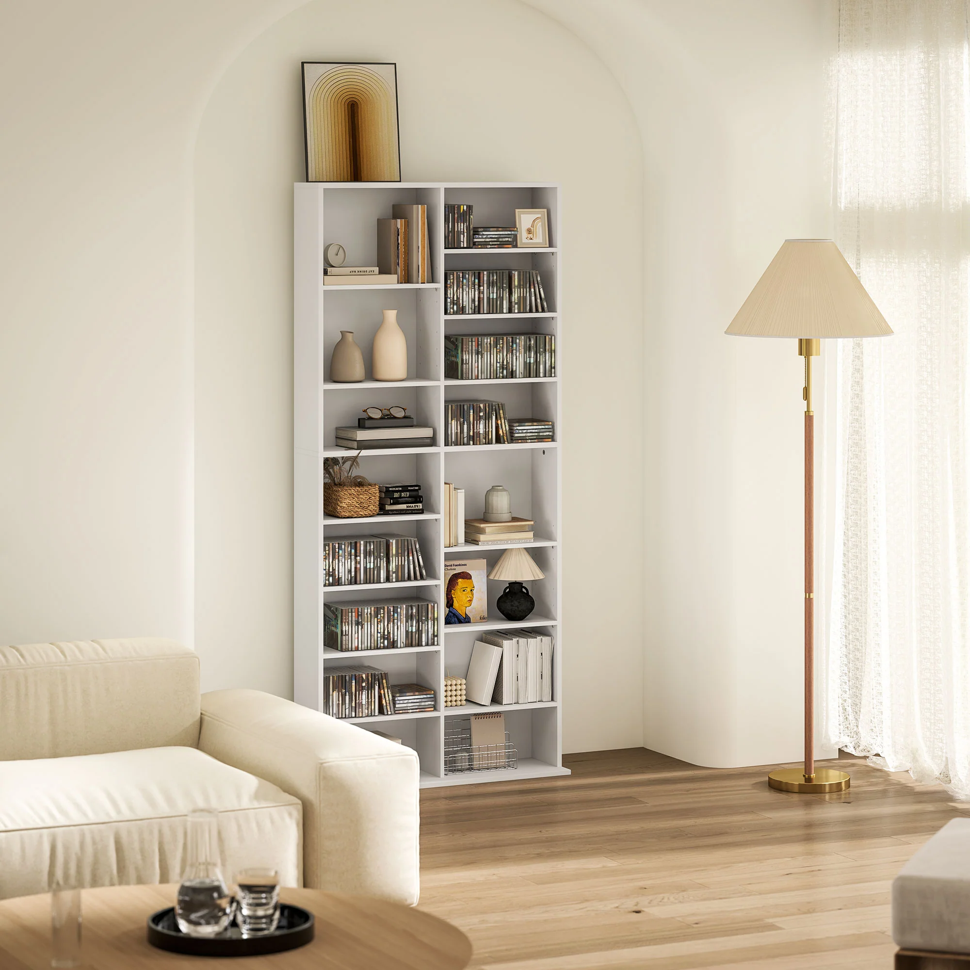 HOMCOM 640 CD Storage Unit 360 DVD Storage Tower W/ 18 Compartments - Image 26