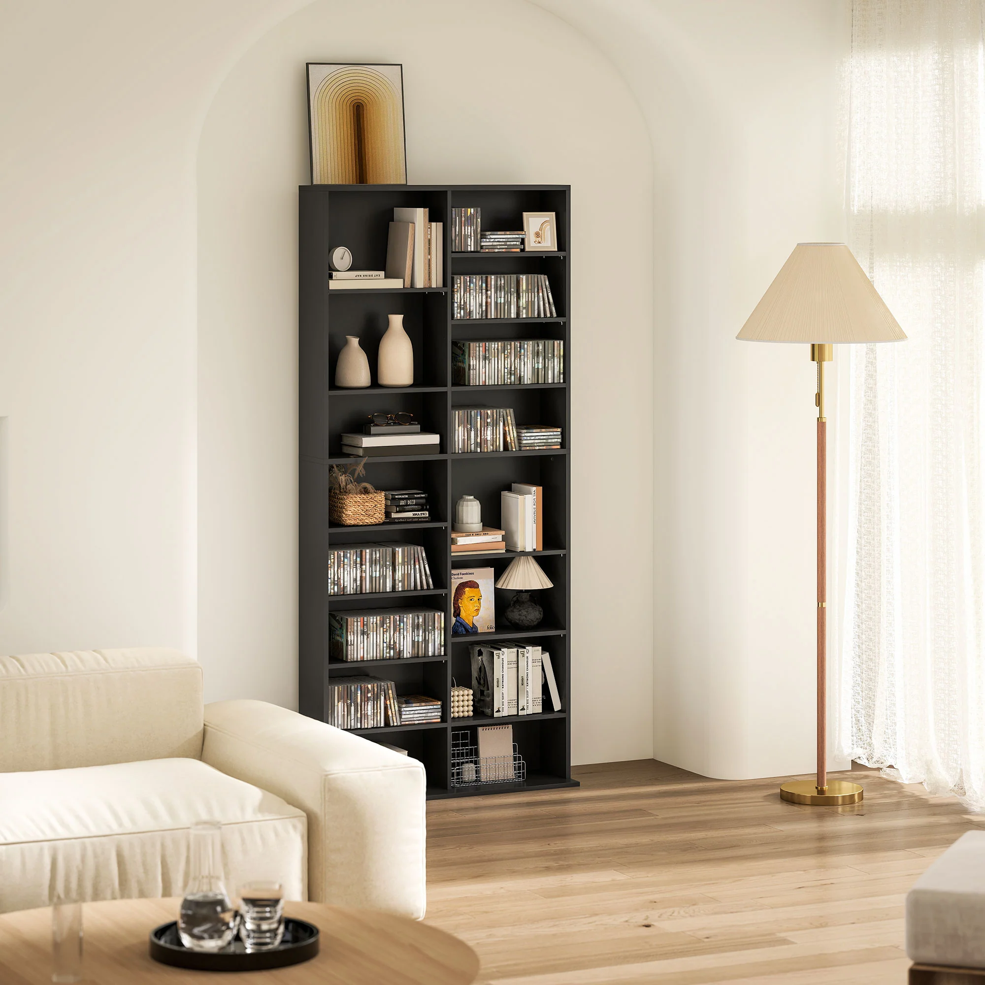 HOMCOM 640 CD Storage Unit 360 DVD Storage Tower W/ 18 Compartments - Image 8