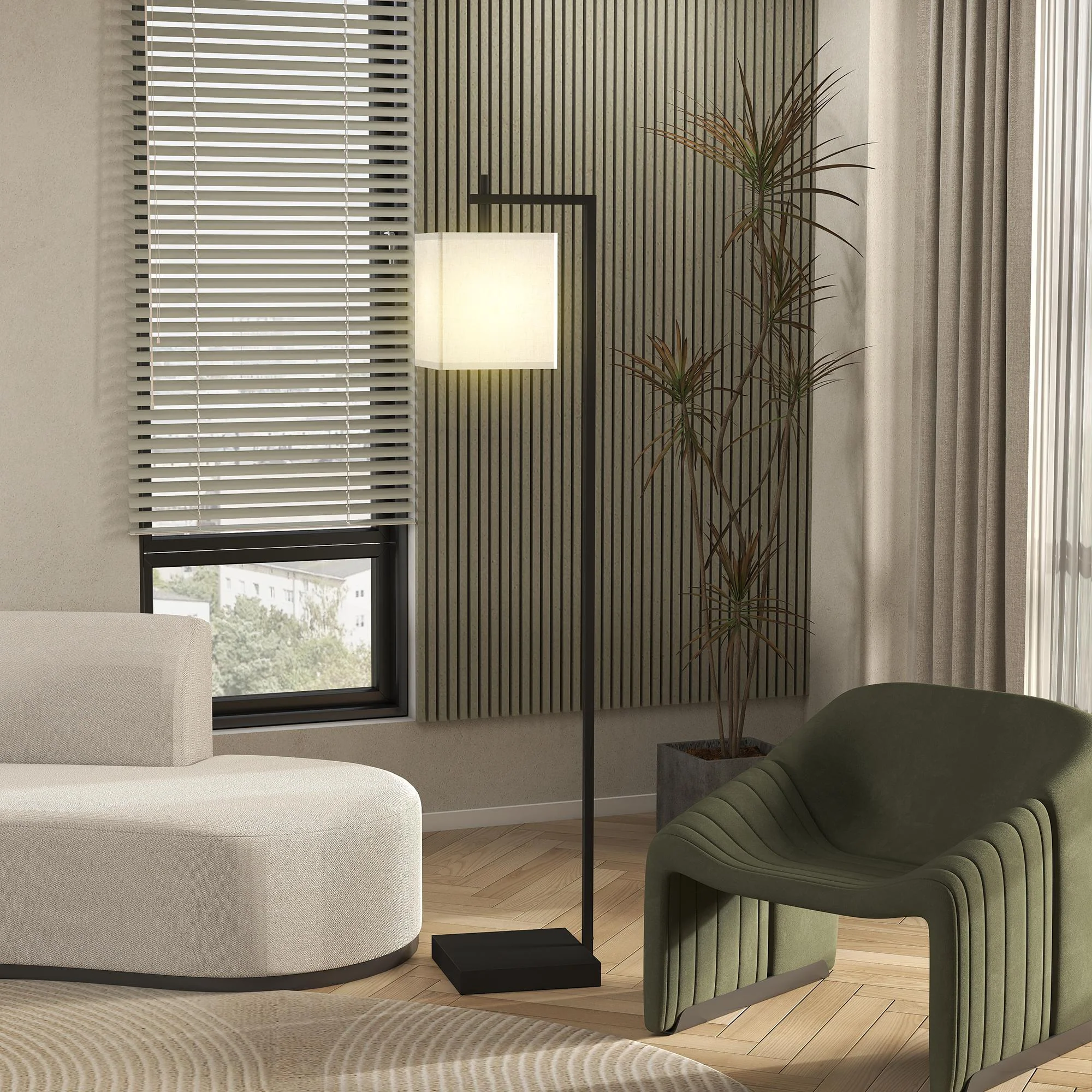 HOMCOM 66\" Modern Floor Lamp for Living Room with 10 Brightness Levels - Image 9