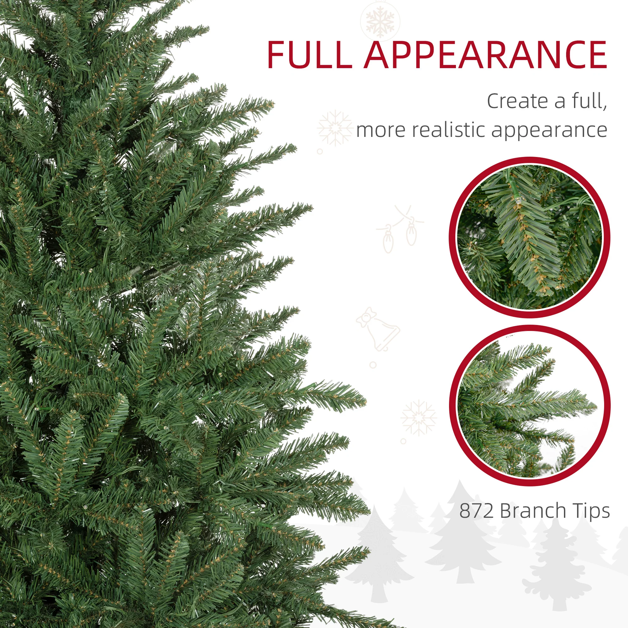 HOMCOM 6ft Artificial Christmas Tree with Warm White LED Light, Metal Base - Image 6