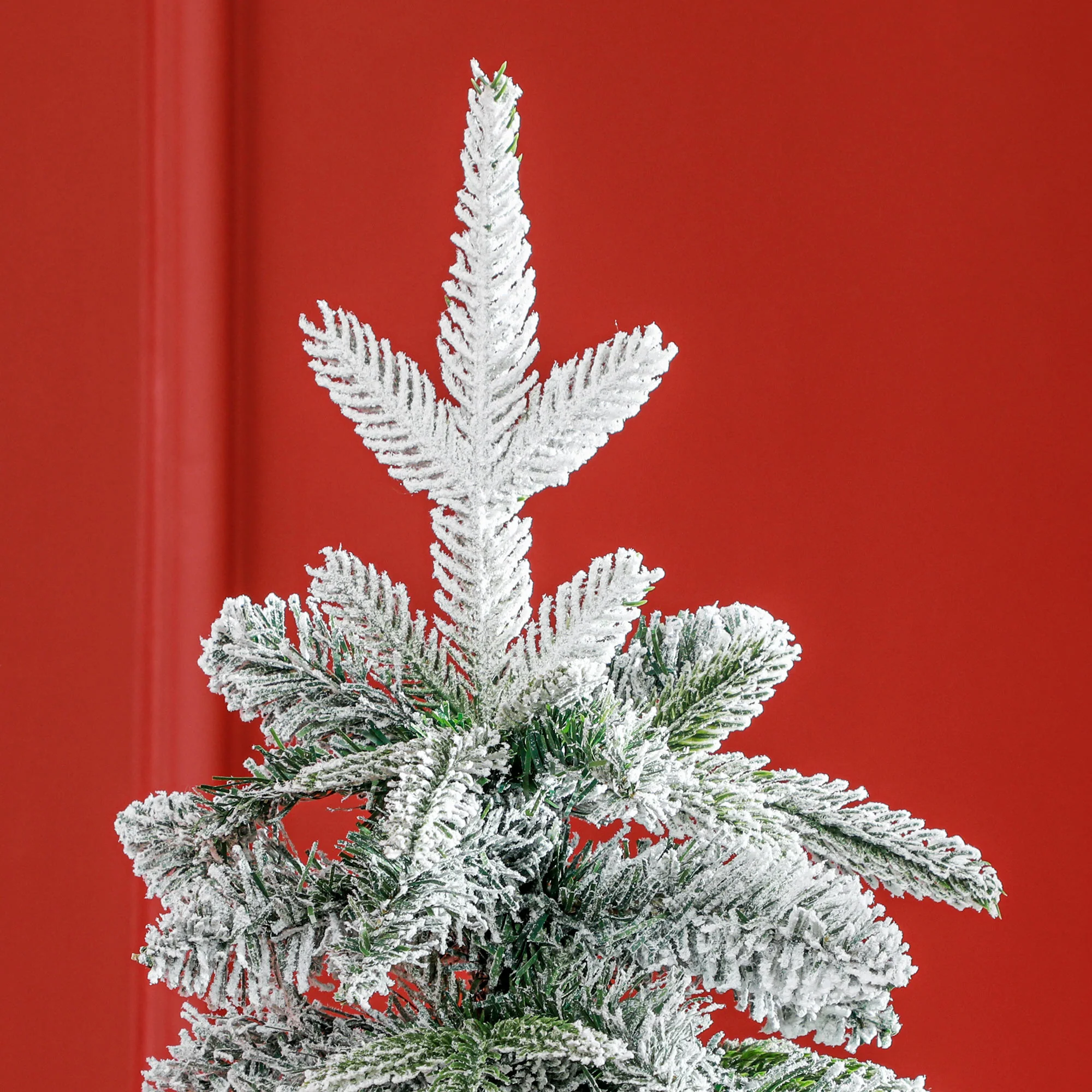 HOMCOM 6ft Flocked Pencil Christmas Tree With Auto Open, Steel Base - Image 9
