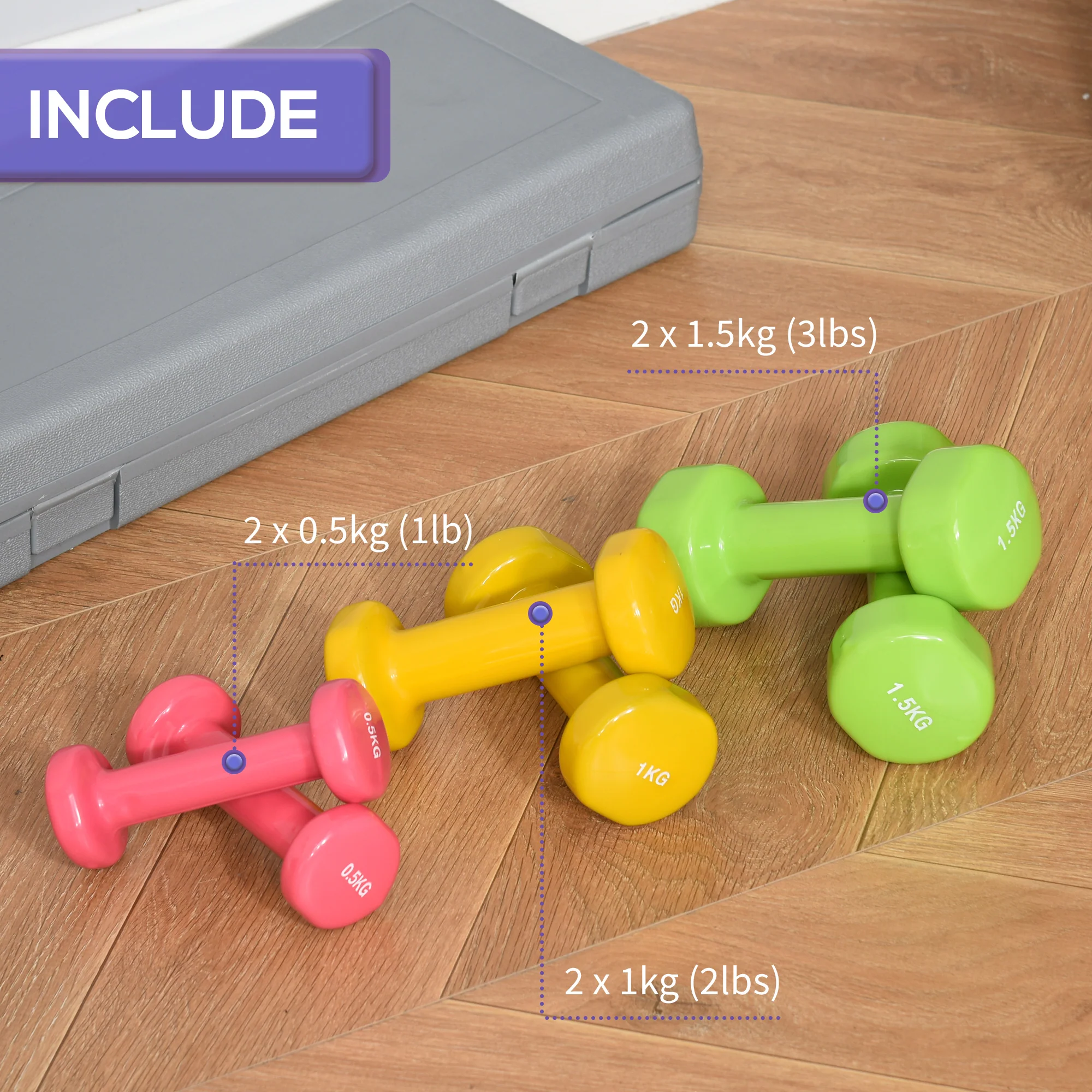 HOMCOM 6kg Dumbbell Fitness Weights Set for Men and Women, Home Gym Workout - Image 4