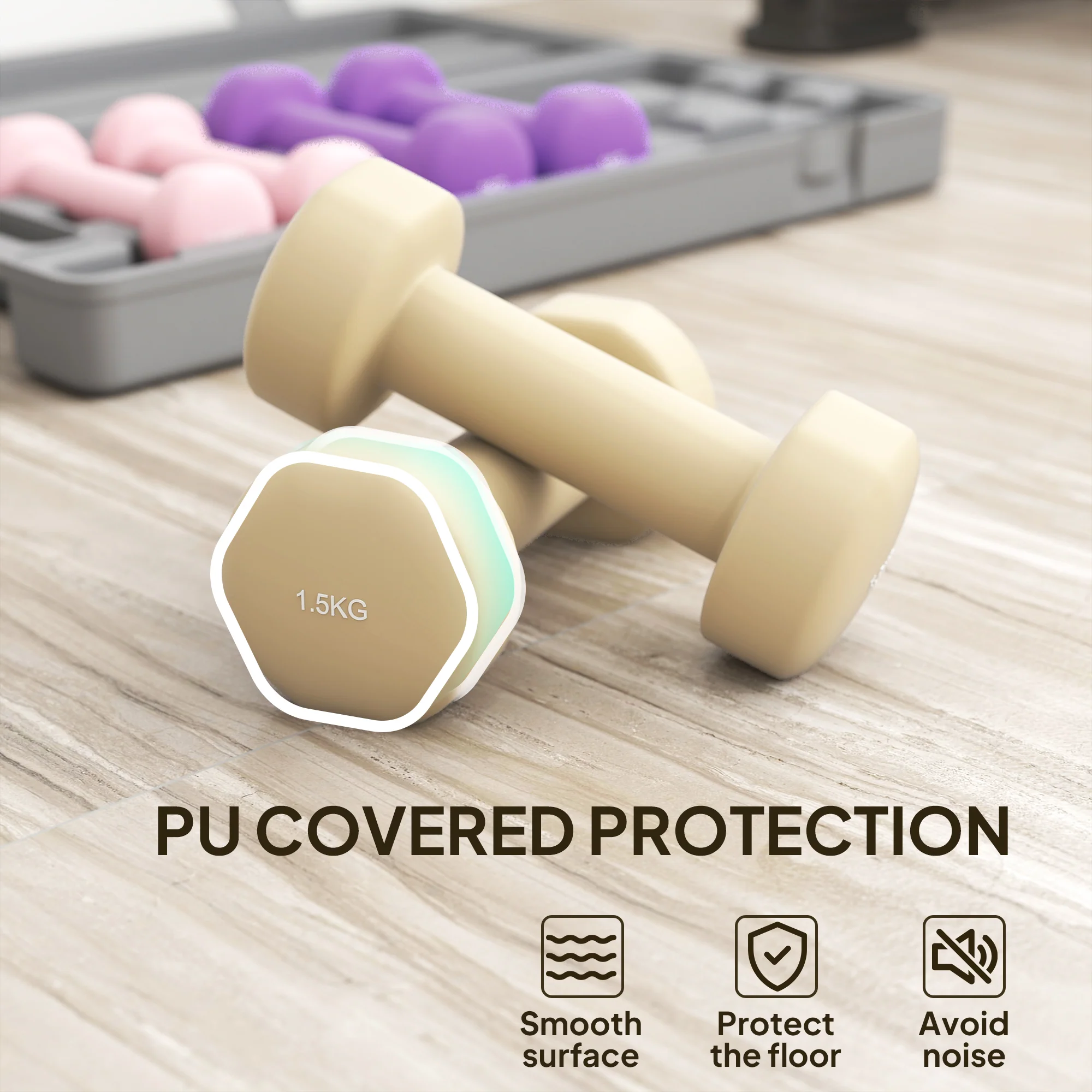 HOMCOM 6kg Dumbbell Set, Weights Fitness Dumbbells, Pink, Purple, Brown - Image 7