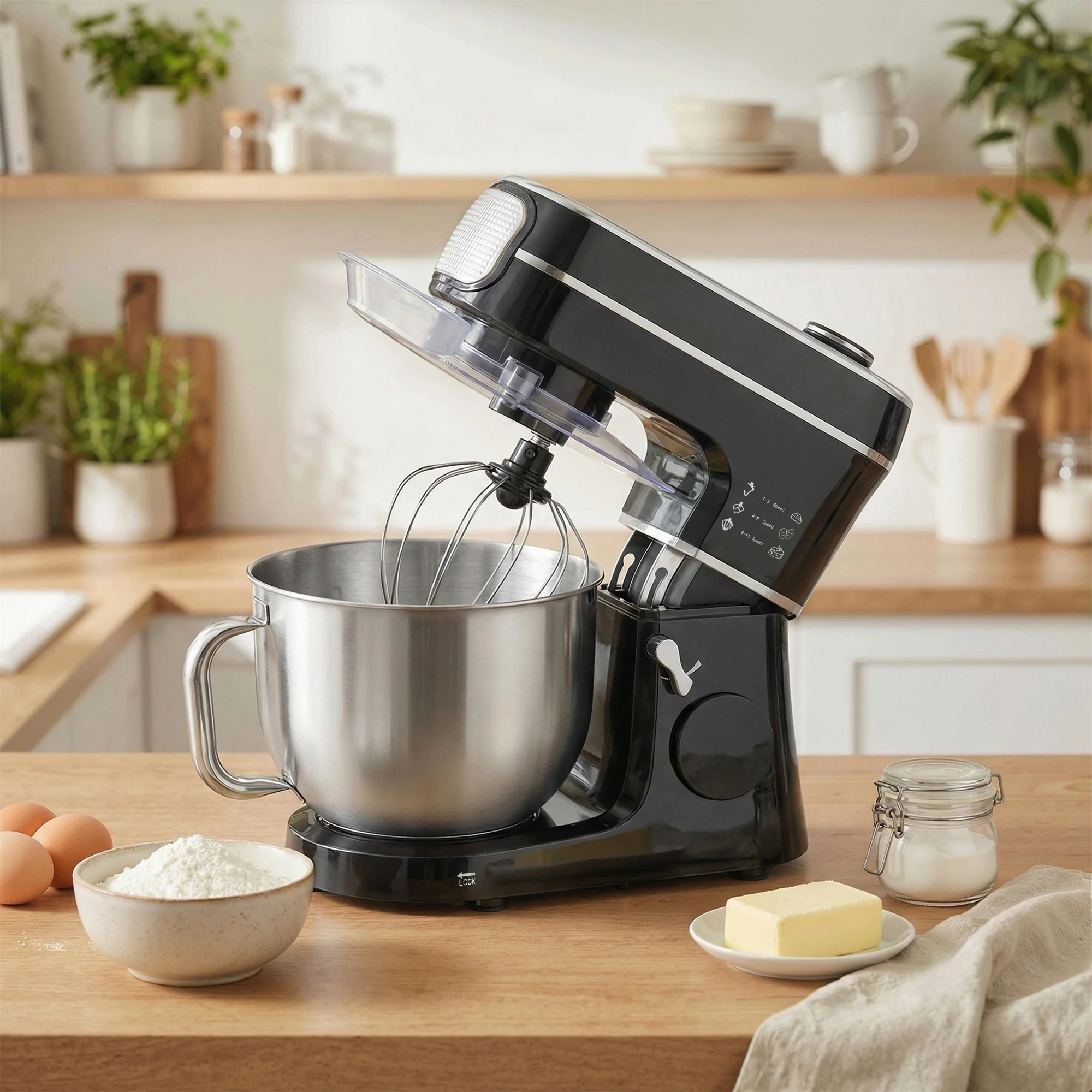 HOMCOM 6L 1400W Stand Mixer With 11 Speeds & Fermentation Function, Black - Image 2