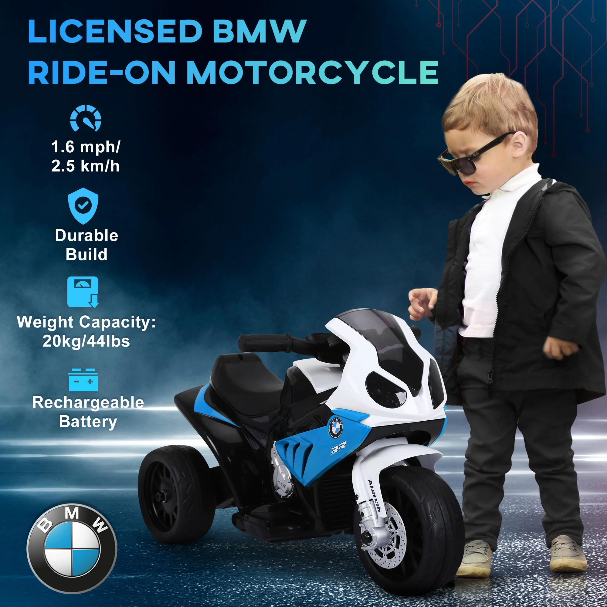 HOMCOM 6V BMW S1000RR Licensed Electric Motorbike For Kids, Blue - Image 5
