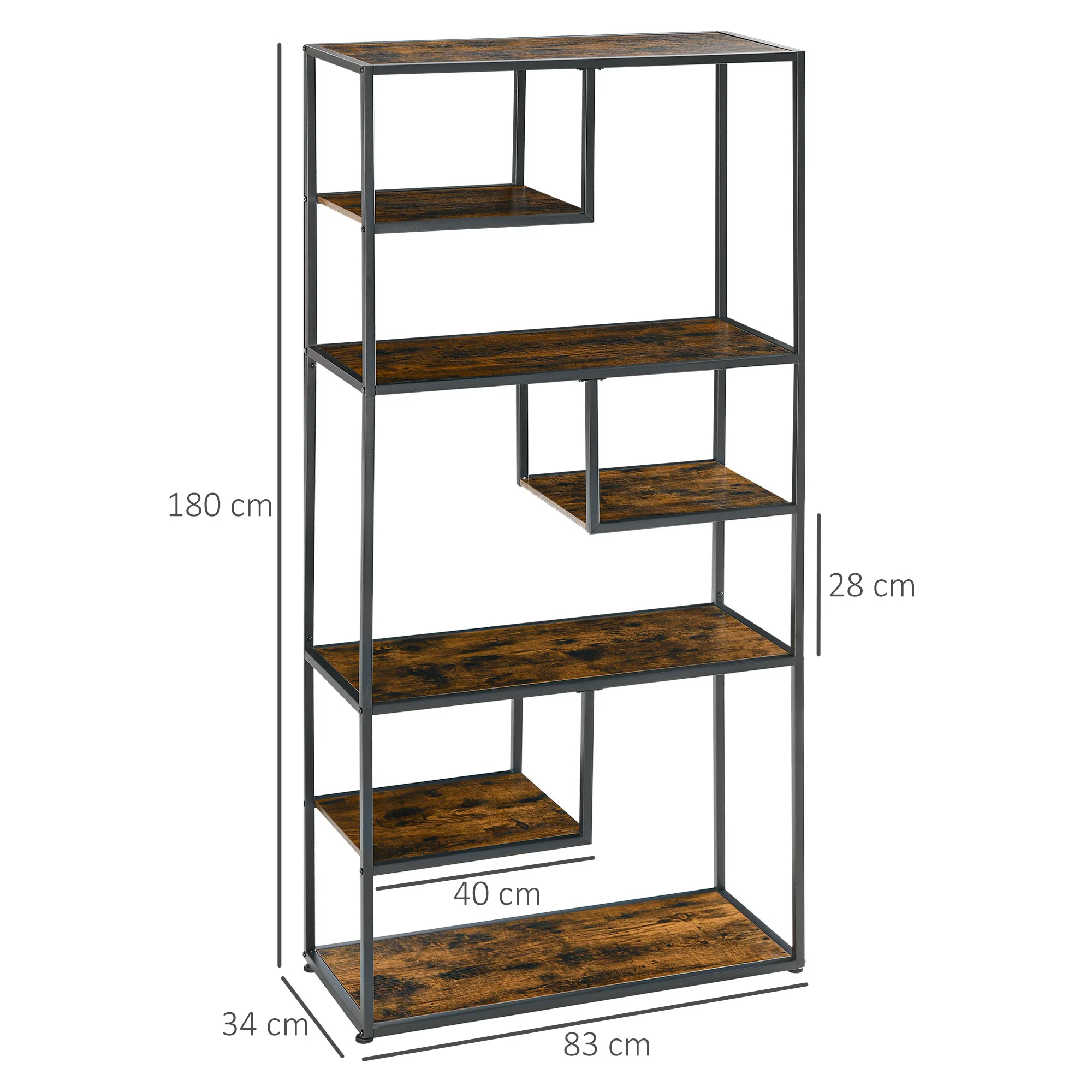 HOMCOM 7 Tier Storage Shelves, Free Standing Book Shelf for Study, Living Room - Image 5