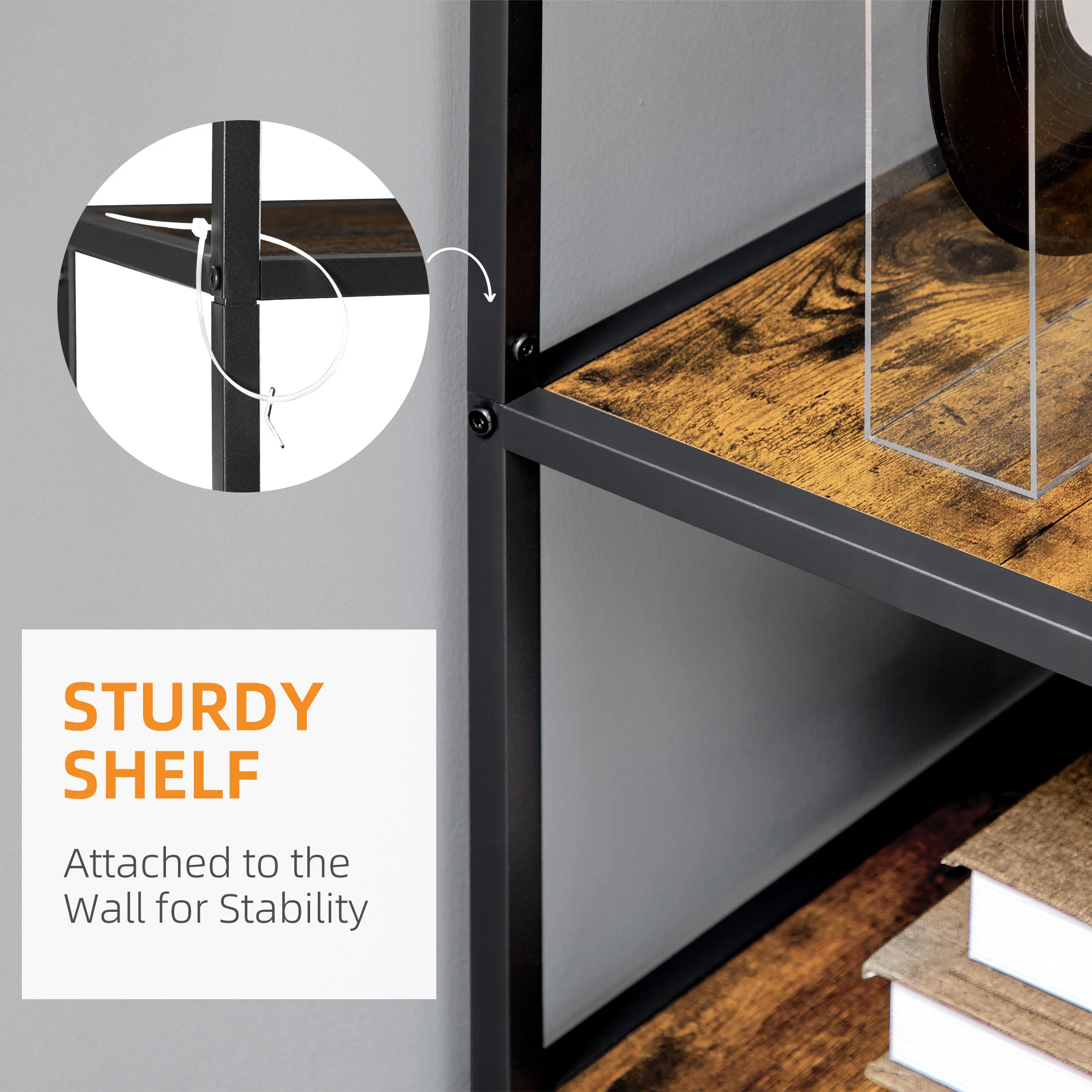 HOMCOM 7 Tier Storage Shelves, Free Standing Book Shelf for Study, Living Room - Image 6