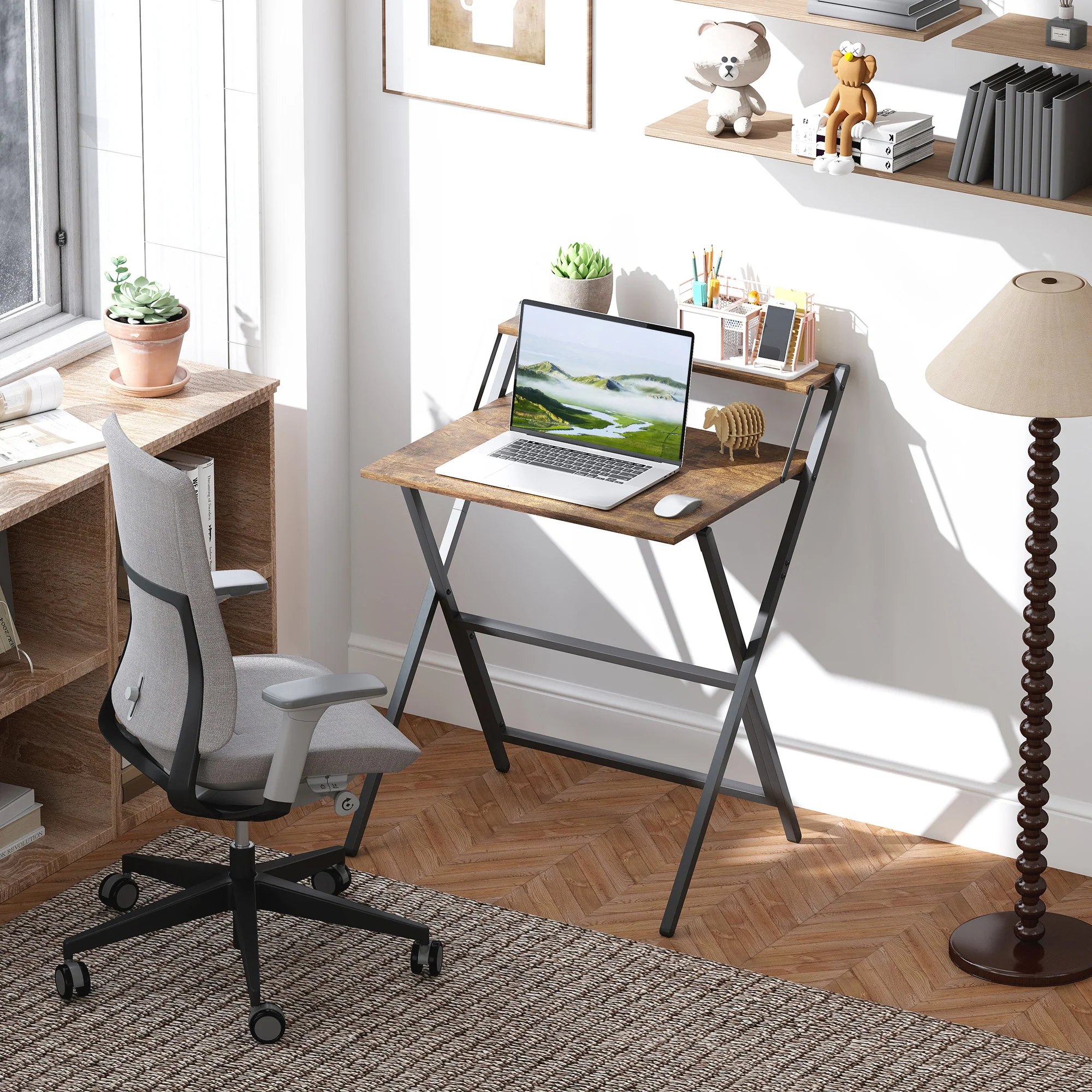 HOMCOM 70 Cm Folding Computer Desk For Small Spaces Bedroom - Image 11