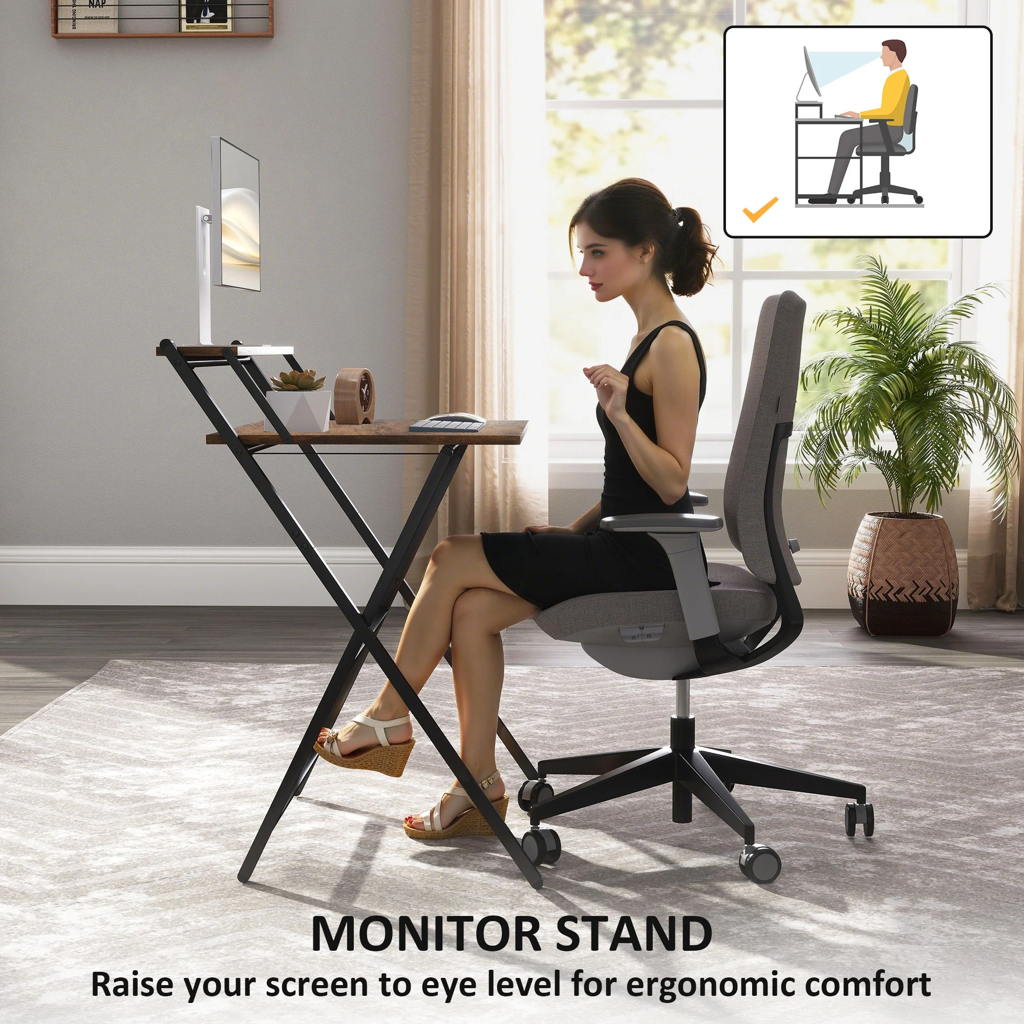 HOMCOM 70 Cm Folding Computer Desk For Small Spaces Bedroom - Image 13