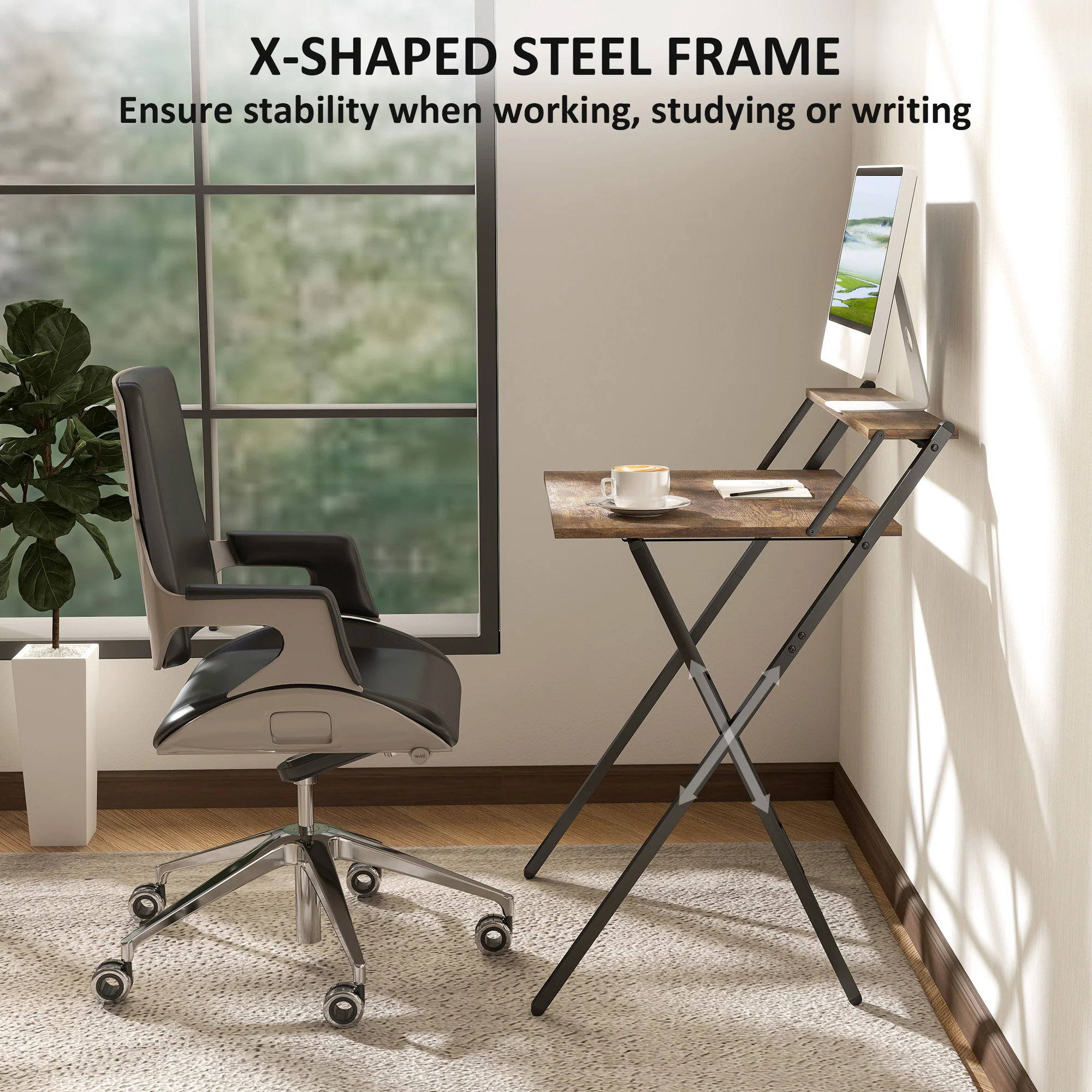 HOMCOM 70 Cm Folding Computer Desk For Small Spaces Bedroom - Image 15