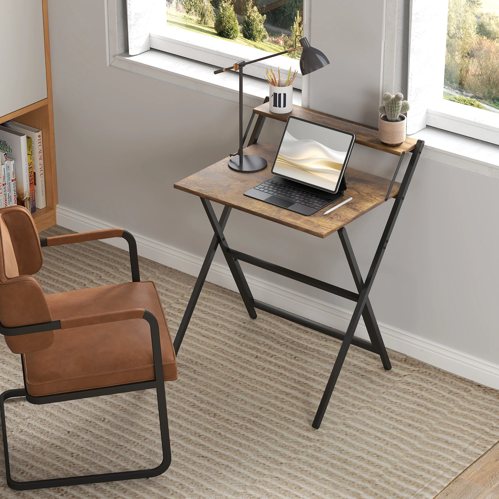 HOMCOM 70 Cm Folding Computer Desk For Small Spaces Bedroom - Image 16