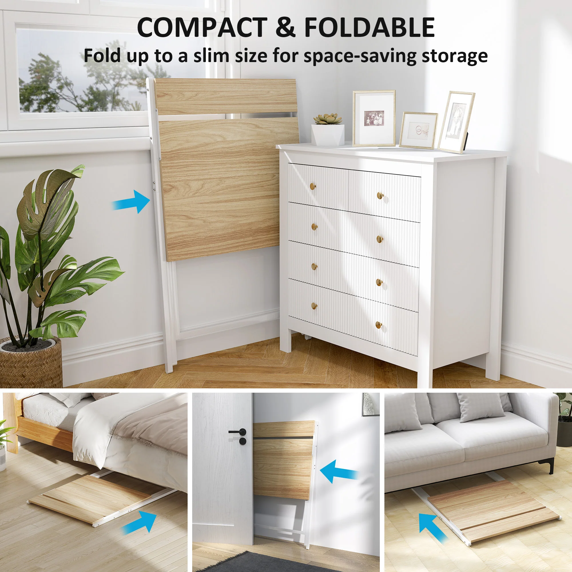 HOMCOM 70 Cm Folding Computer Desk For Small Spaces Bedroom - Image 3
