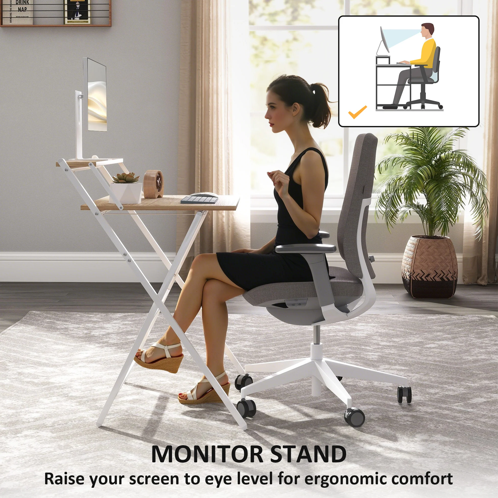 HOMCOM 70 Cm Folding Computer Desk For Small Spaces Bedroom - Image 4