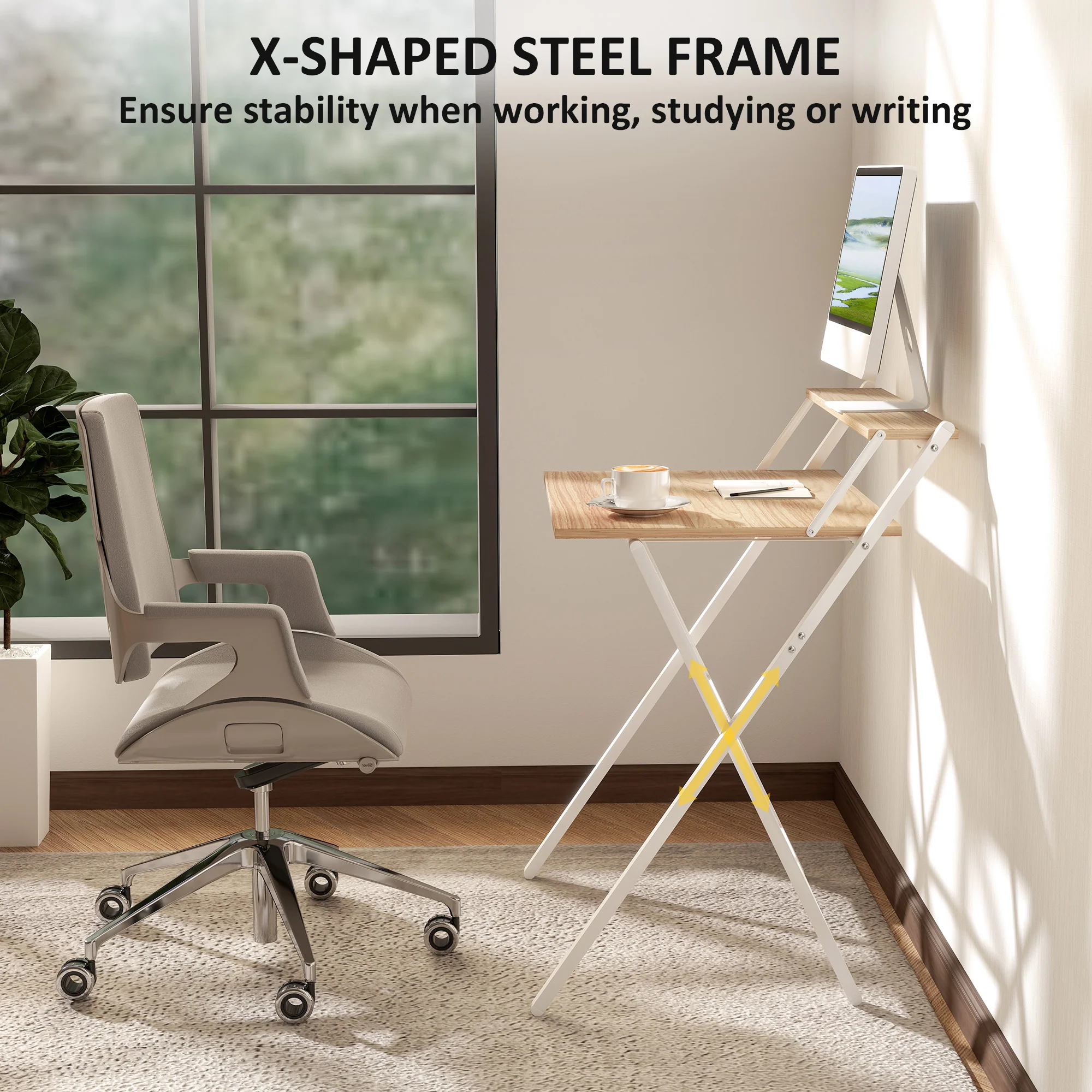 HOMCOM 70 Cm Folding Computer Desk For Small Spaces Bedroom - Image 6