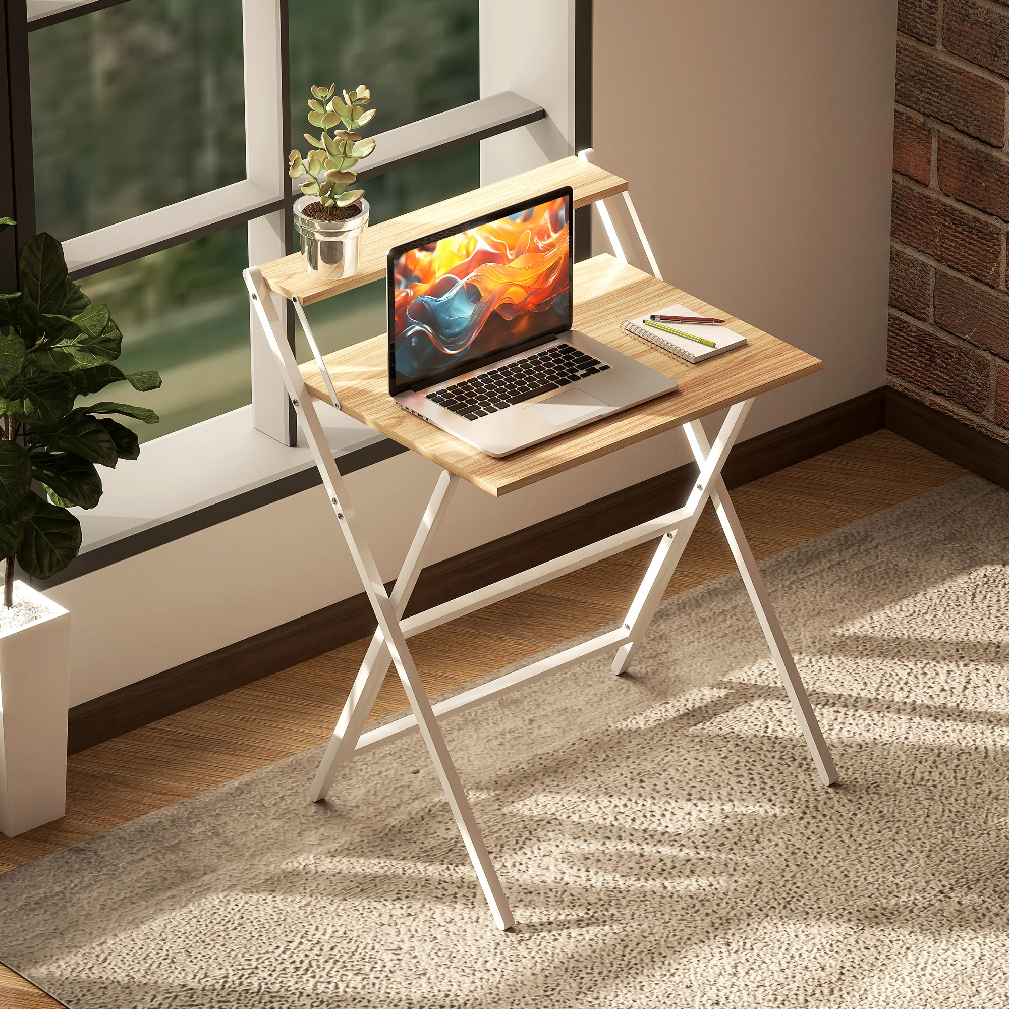 HOMCOM 70 Cm Folding Computer Desk For Small Spaces Bedroom - Image 8